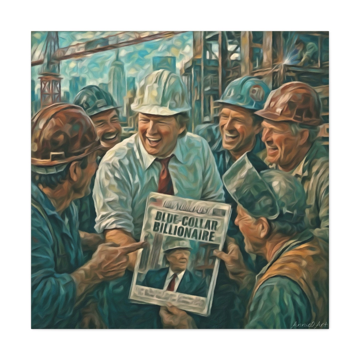 Trump Blue-Collar Billionaire Canvas Print — Vintage Labor Wall Art