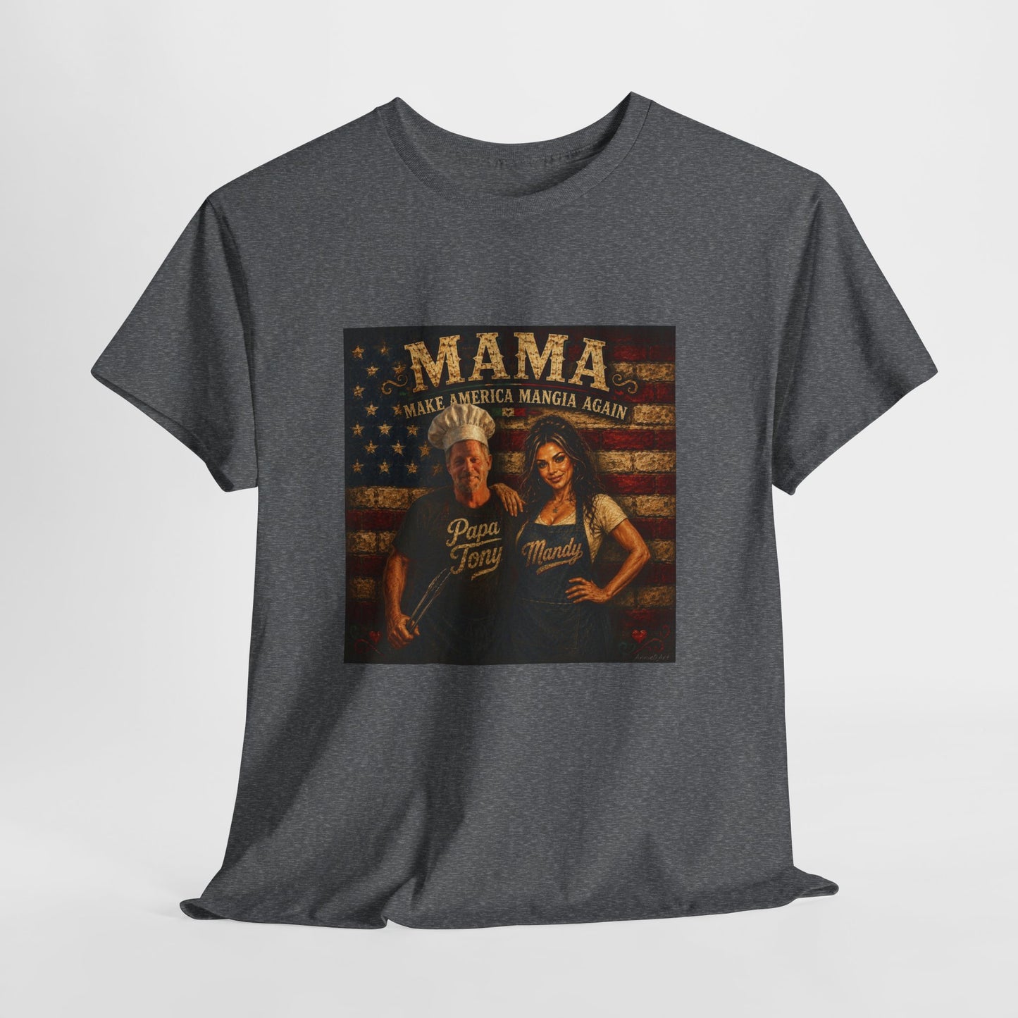 CUSTOM for MANDY—Mama Pizza Team T-Shirt — Retro American Flag Pizza Chef Graphic Tee