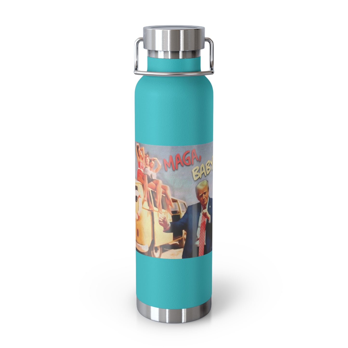 22oz Copper Insulated Bottle - Retro Beach Party Design