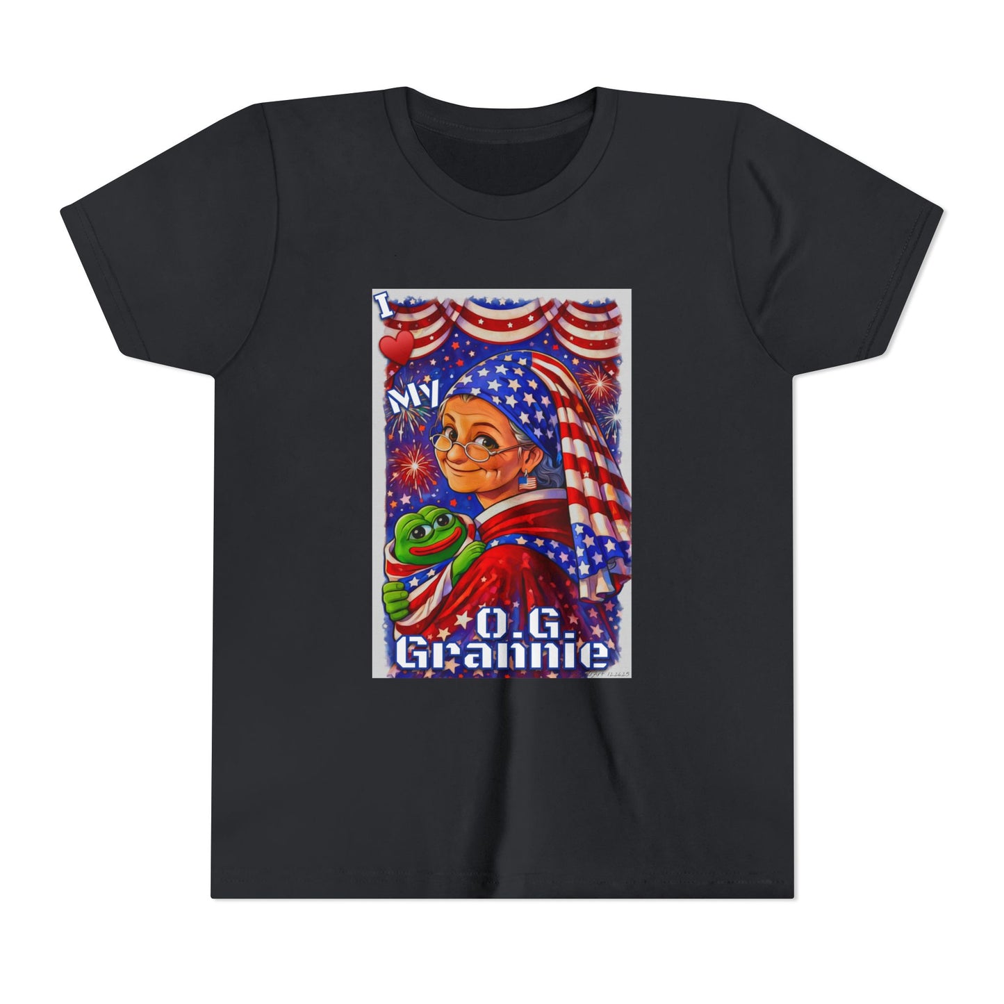 Grandma Anons & Keyboard Warriors for your Littles, “I ♥️ My O.G. Grannie" Youth T-Shirt – American Flag Grandma Design