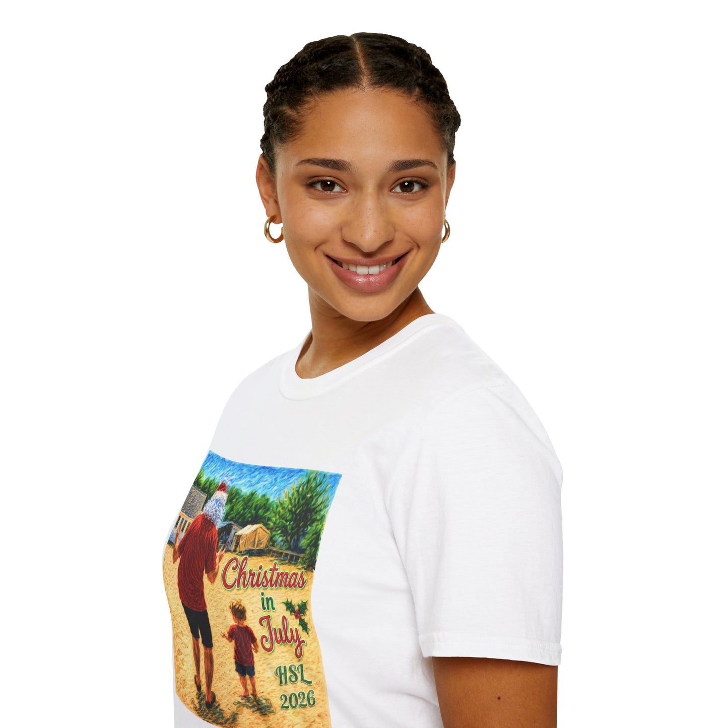 T-Shirt — Christmas in July Santa Beach Graphic Tee