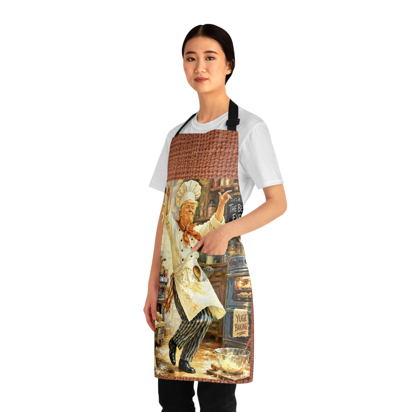Trump Chef Dancing in Kitchen Apron — "Let Him Cook" Vintage Culinary Apron