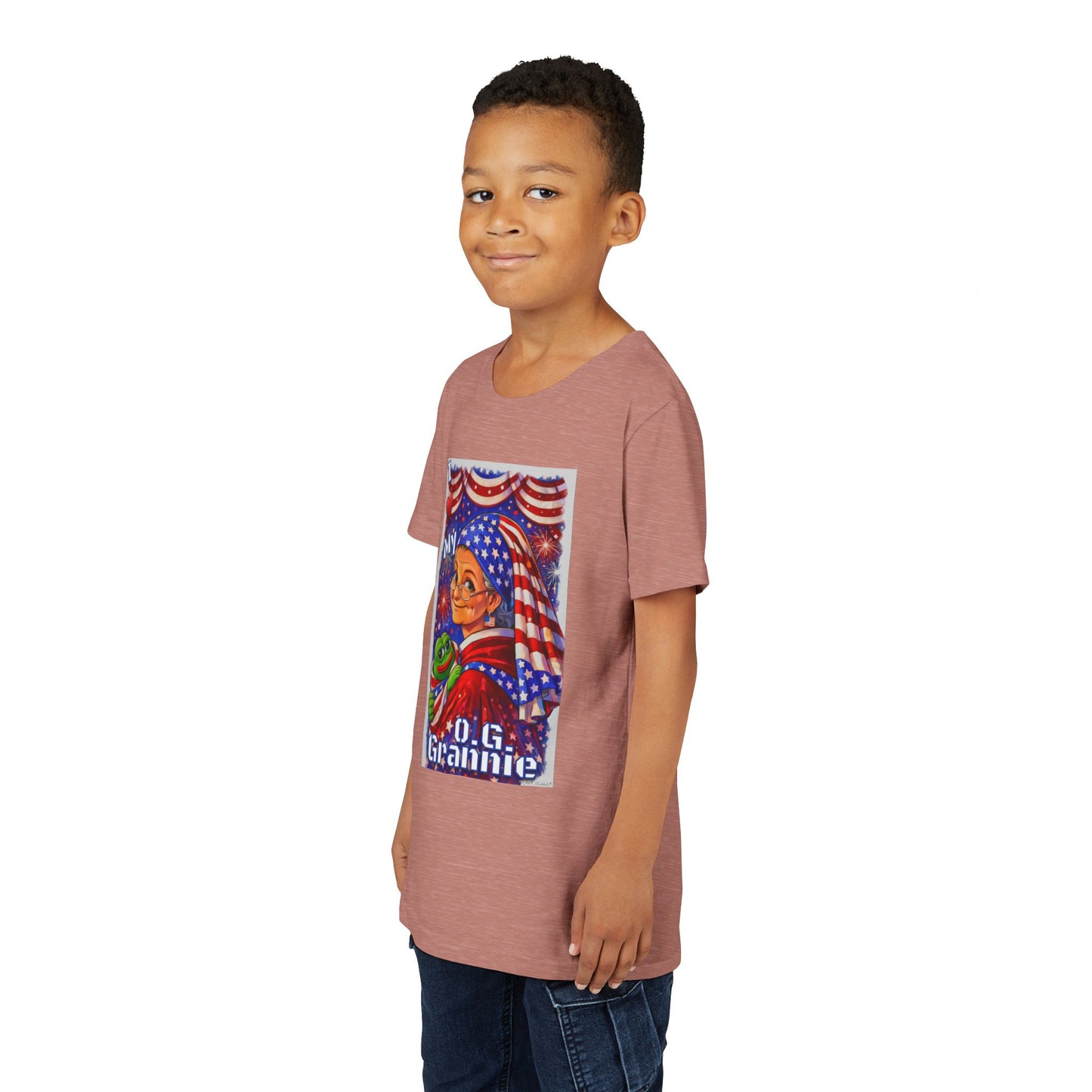 Grandma Anons & Keyboard Warriors for your Littles, “I ♥️ My O.G. Grannie" Youth T-Shirt – American Flag Grandma Design