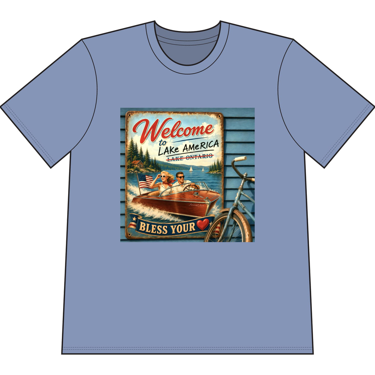 Lake America “Welcome to Lake America — Bless Your ” T‑Shirt