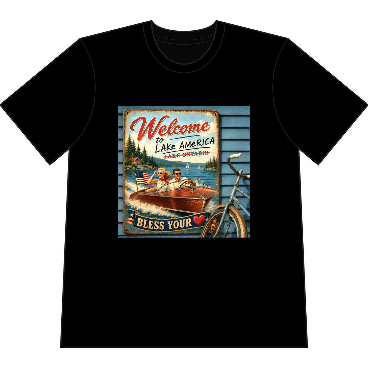 Lake America “Welcome to Lake America — Bless Your ” T‑Shirt