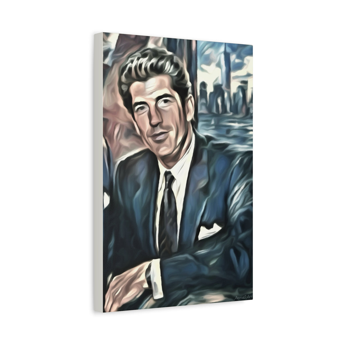 JFK Jr. Vintage Portrait Matte Canvas Wall Art