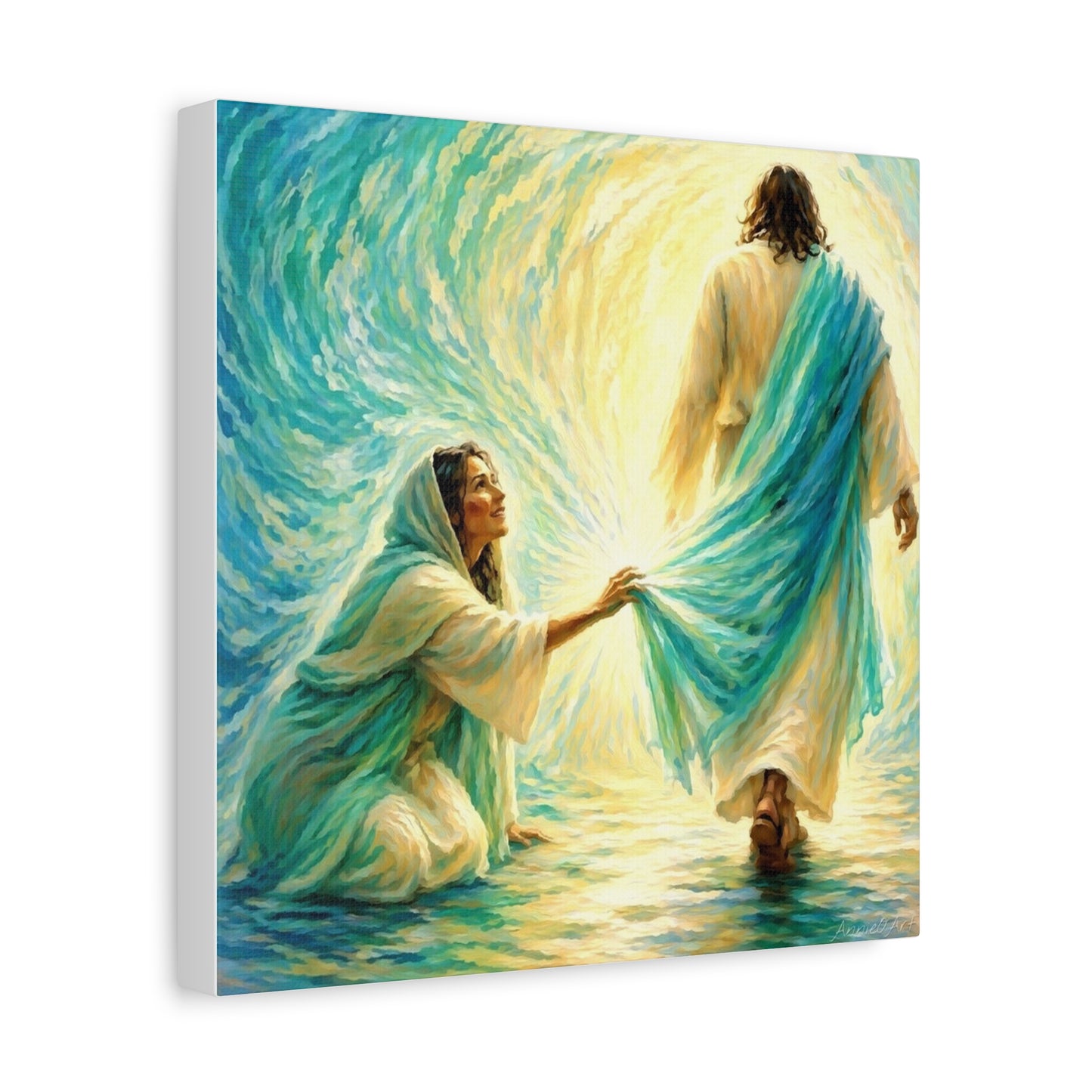 Jesus and the Woman Touching His Cloak - Inspirational Matte Canvas Wall Art