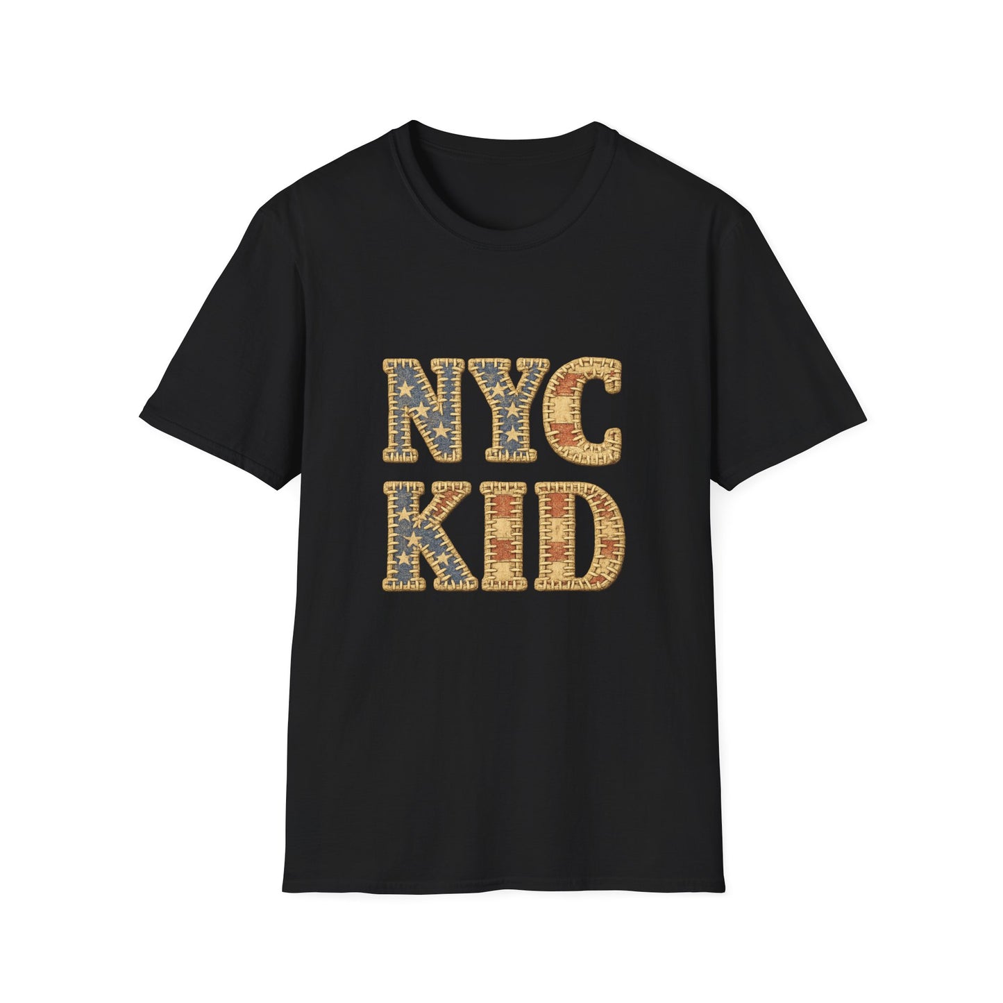 NYC Kid T-Shirt — New York City Vintage Flag Quilt-look Tee