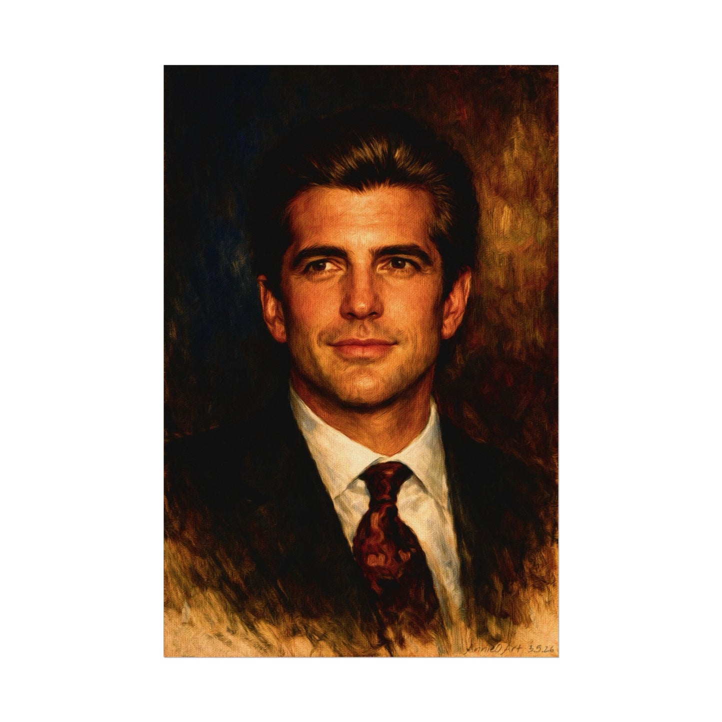 JFK Jr.  Portrait Matte Poster — Textured Vintage-Style Wall Art
