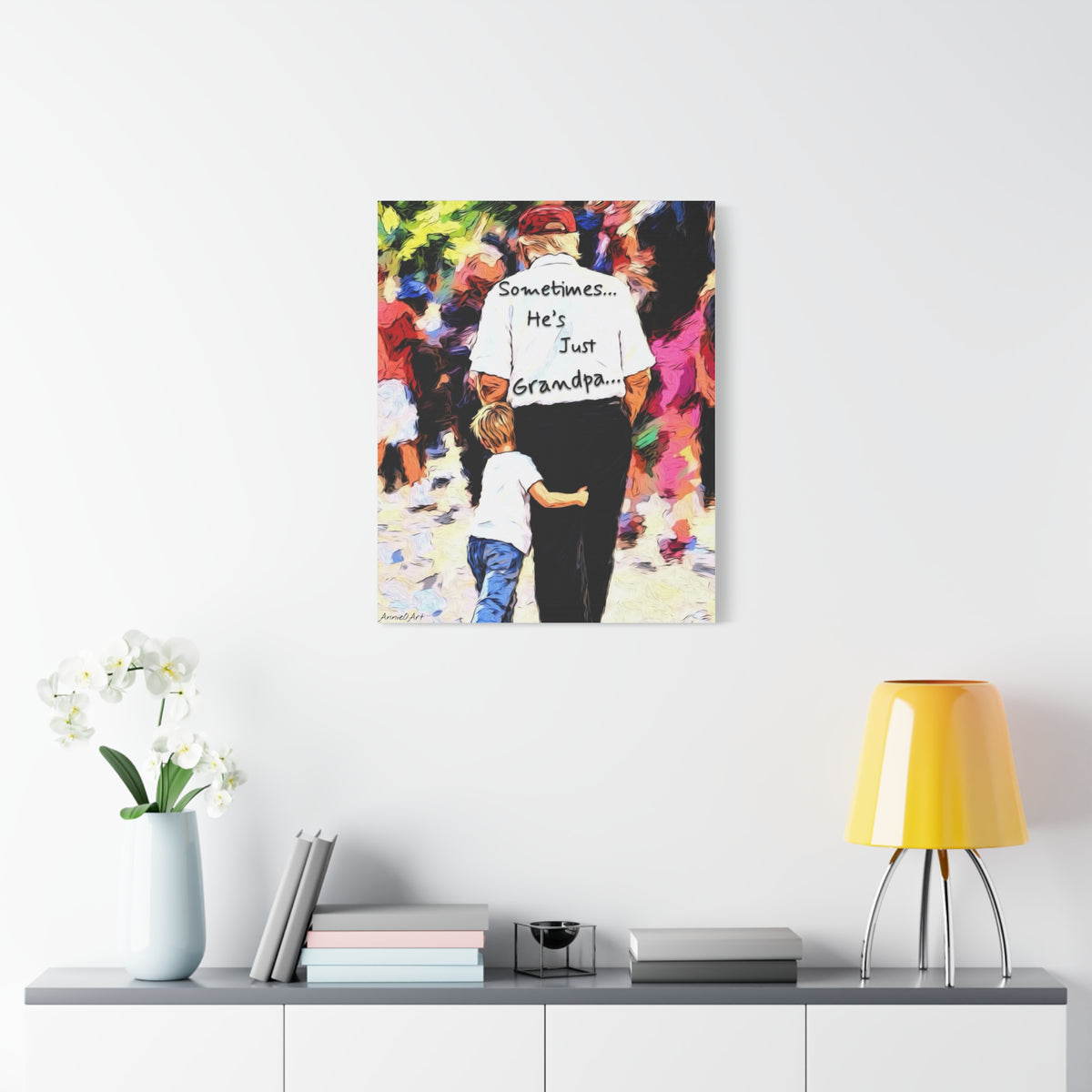 Sometimes… He's Just Grandpa —Trump Heartwarming Stretched Canvas Wall Art