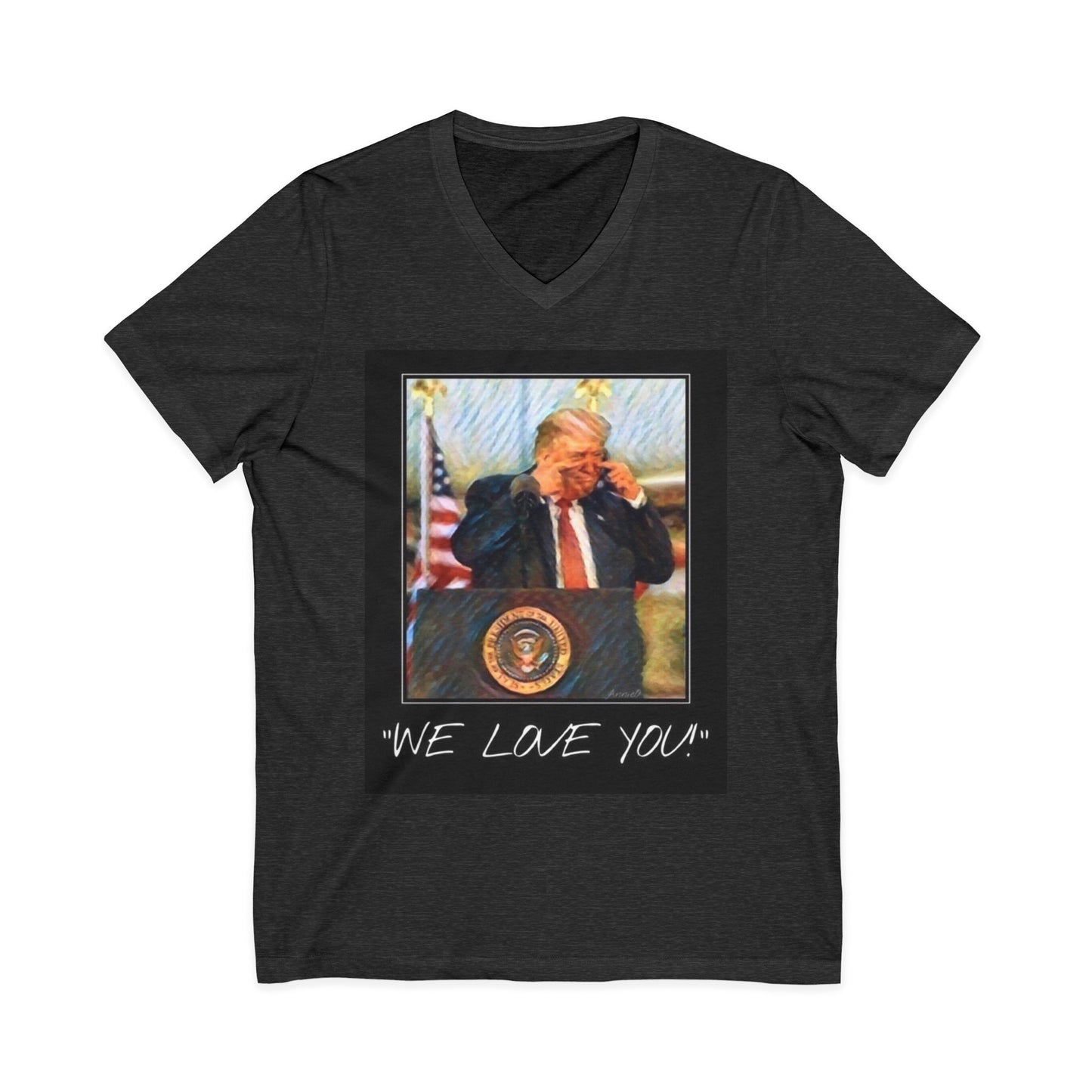AnnieO Rally Tee, made new (minus the original iron burns from making on my kitchen table!) — “We Love You” (on front)  / “Everything Woke Turns to Shit” (back)
