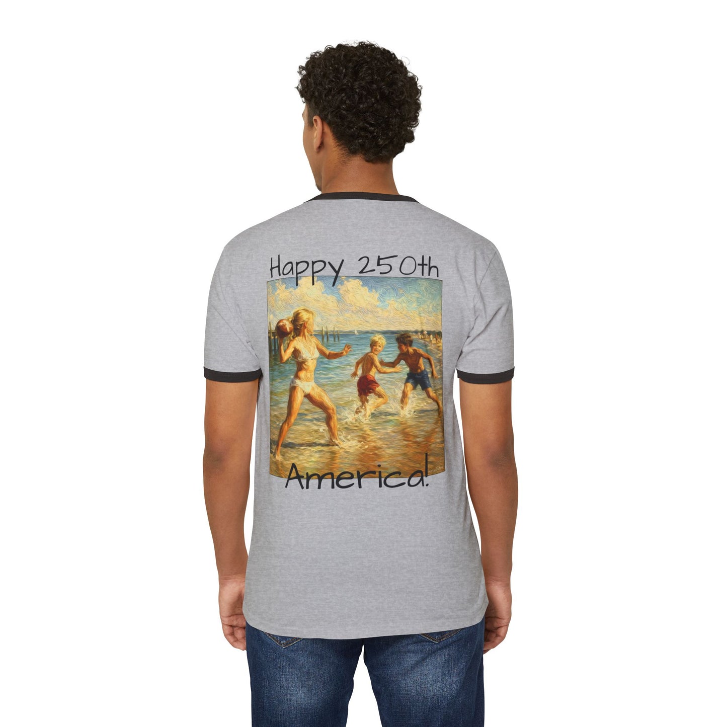 ‘Hold Your Form’ -250th America Vintage Beach Ringer Font & Back Design T-Shirt