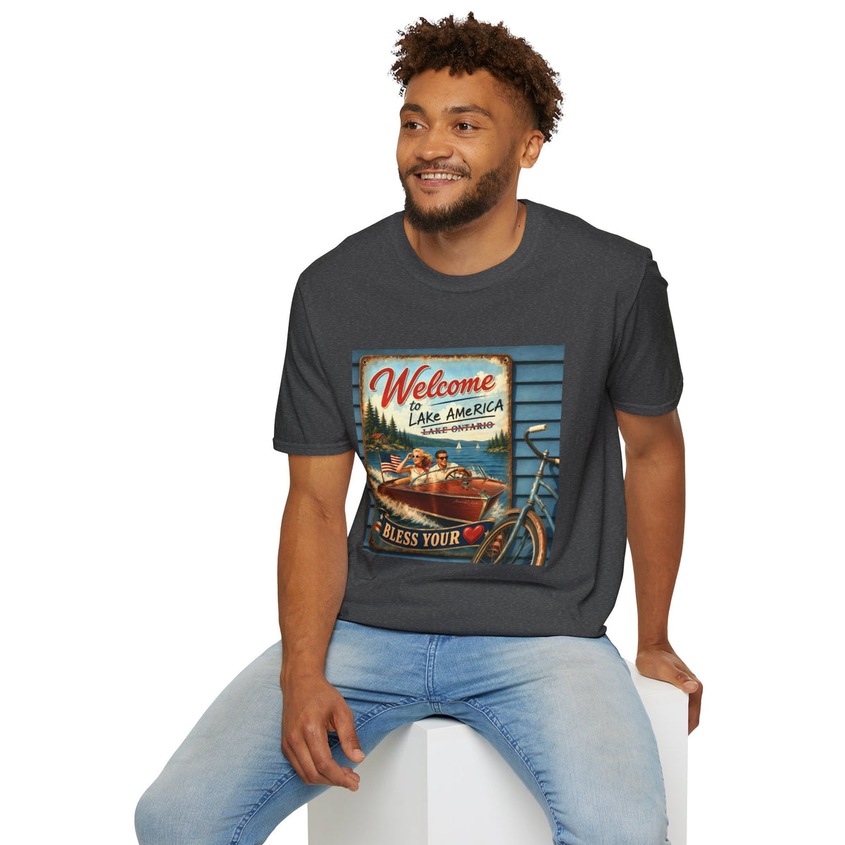 Lake America Welcome T-Shirt — Vintage Lake America Boating Vacation Tee