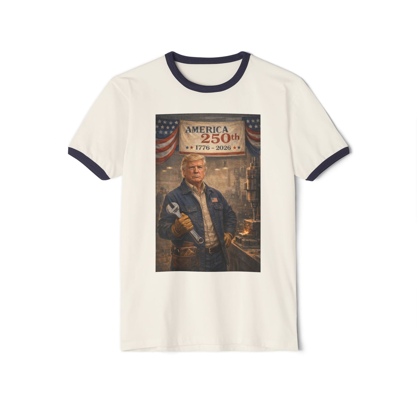 250th Vintage Patriotic Ringer T-Shirt — "America 250th" Independence Celebration Tee