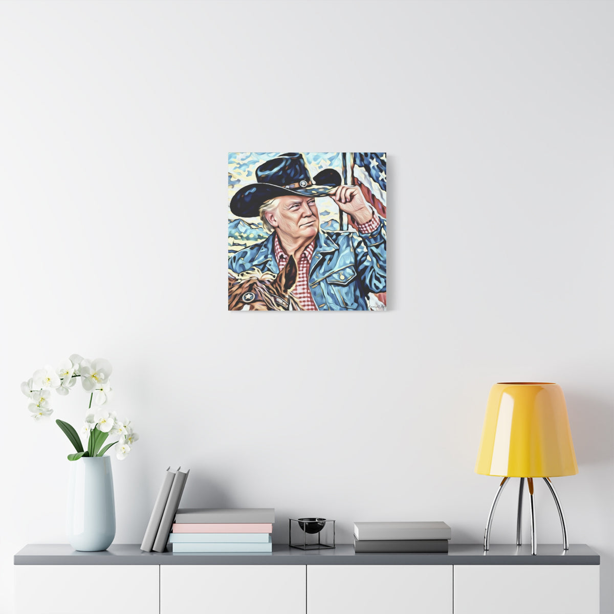 Trump Patriotic Cowboy Portrait Canvas