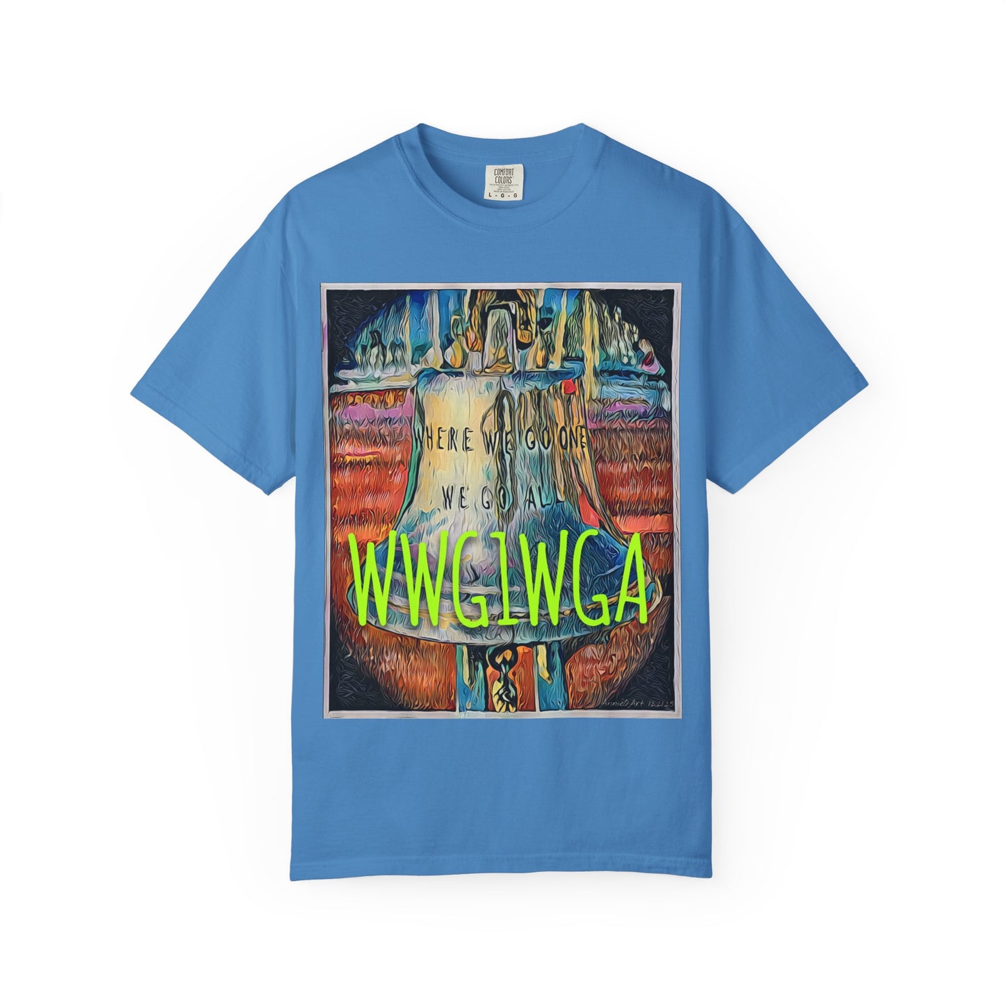 T-Shirt — 'WWG1WGA' Graphic Tee with Bold Neon Slogan