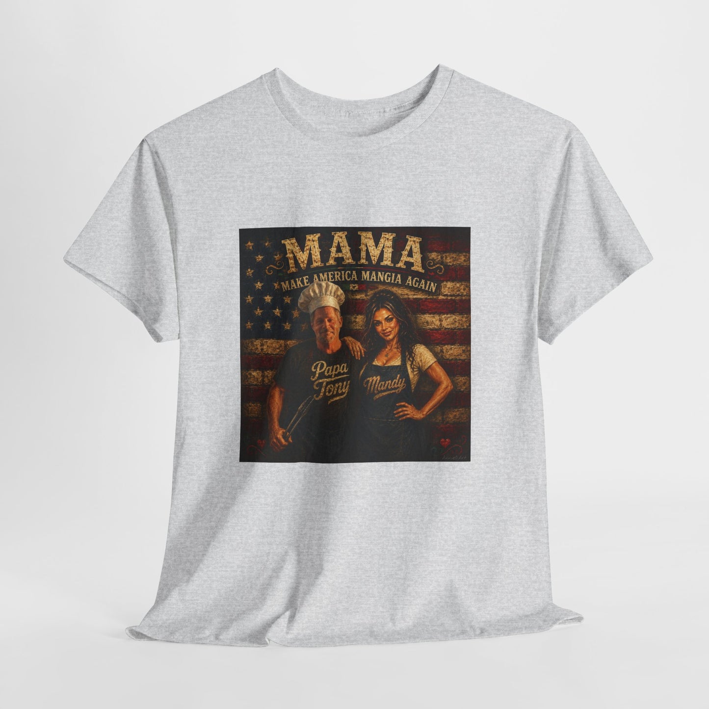 CUSTOM for MANDY—Mama Pizza Team T-Shirt — Retro American Flag Pizza Chef Graphic Tee