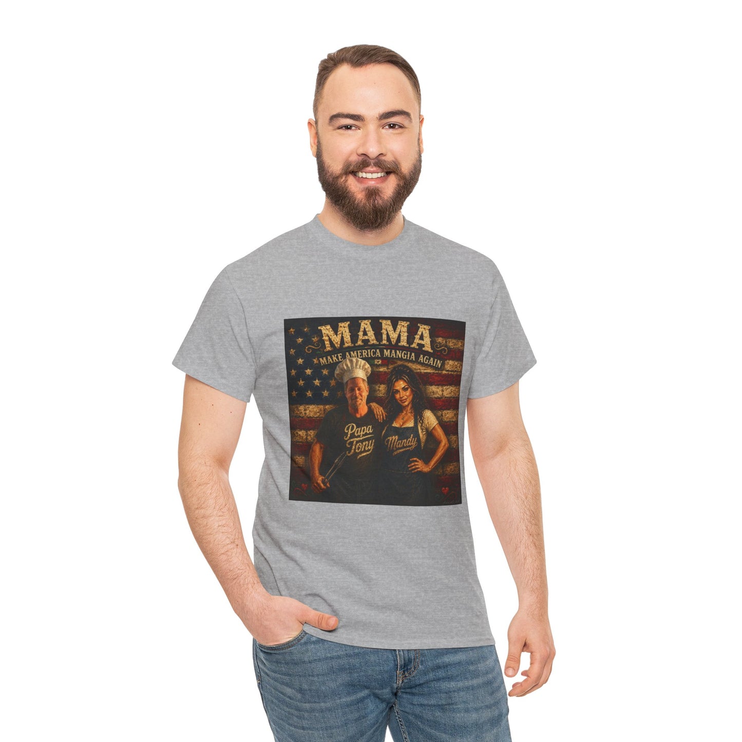 CUSTOM for MANDY—Mama Pizza Team T-Shirt — Retro American Flag Pizza Chef Graphic Tee