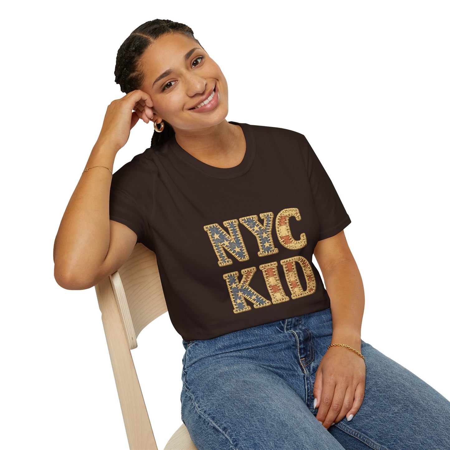 NYC Kid T-Shirt — New York City Vintage Flag Quilt-look Tee