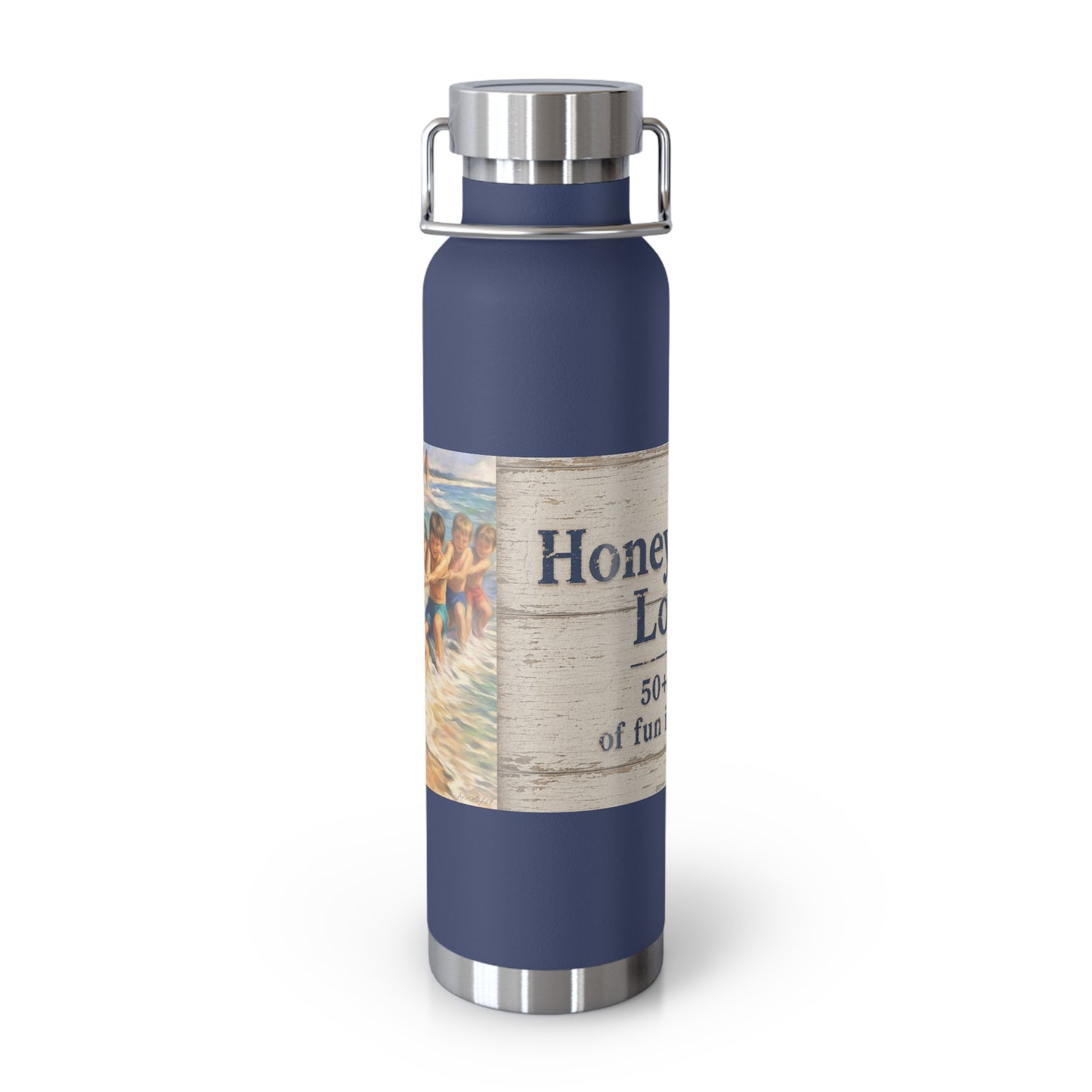 ‘HSL—50+ years of fun in the sun—22oz Insulated Water Bottle - Vintage Beach Design