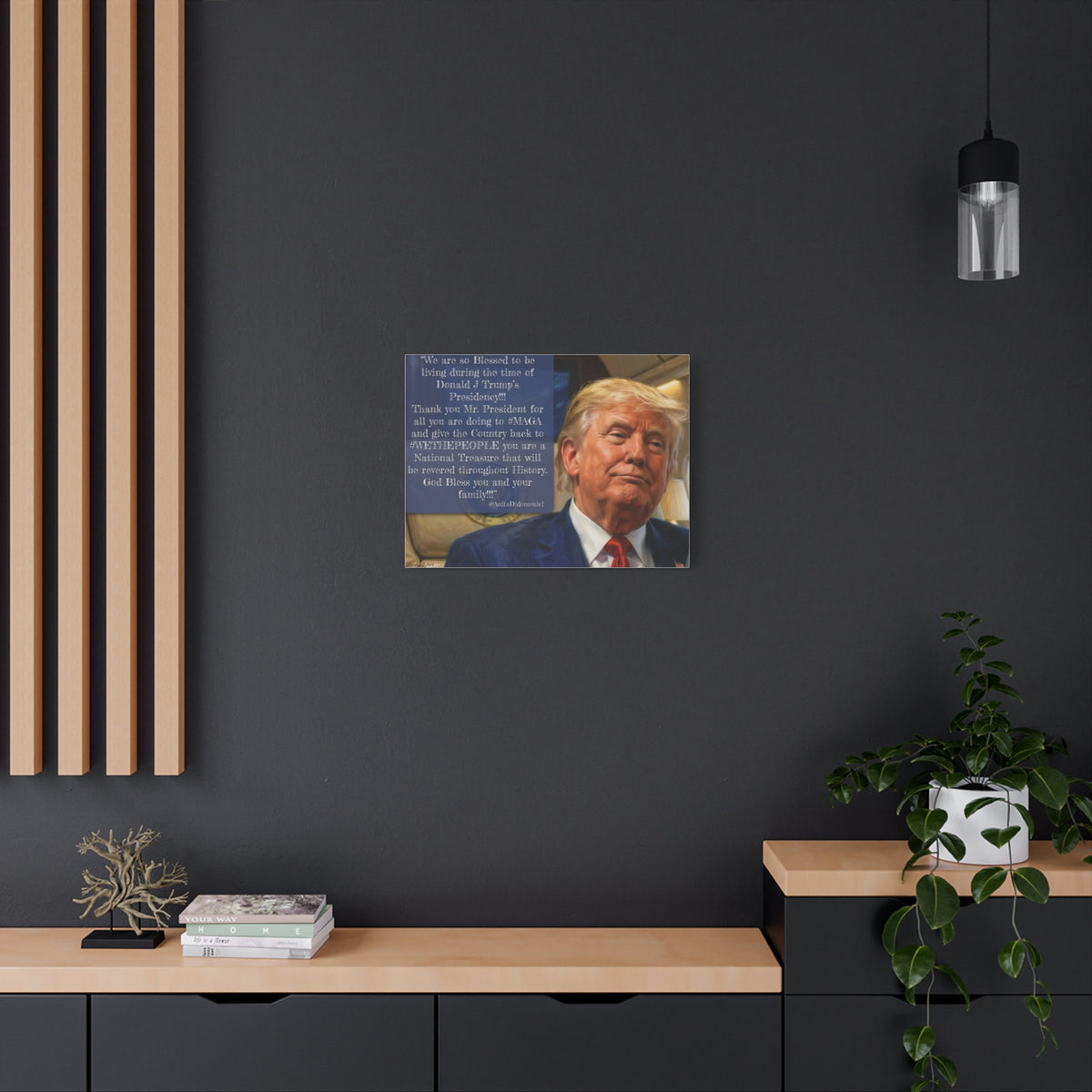 Canvas Wall Art — Patriotic Tribute Quote with President Trump Portrait