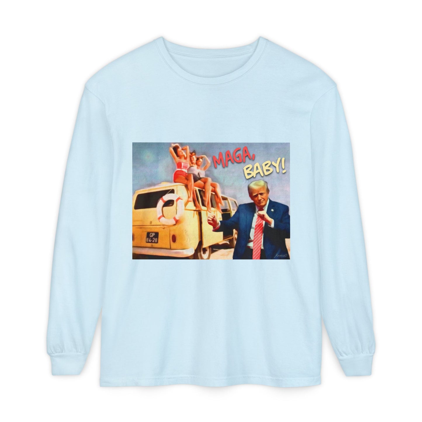 Being MAGA everywhere! Vintage Political Graphic Long Sleeve Tee — "MAGA Baby!" Design