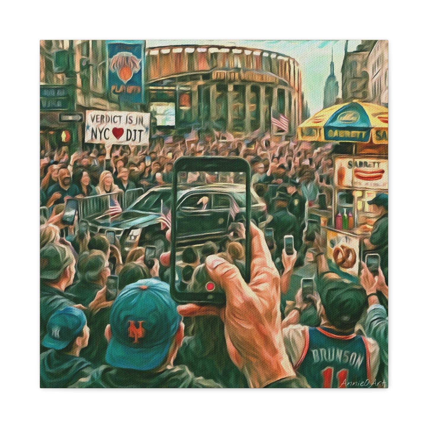 Trump Cheered At The Garden— Canvas Art - NYC Crowd Cheering with Phone Recording (Stretched 1.25")