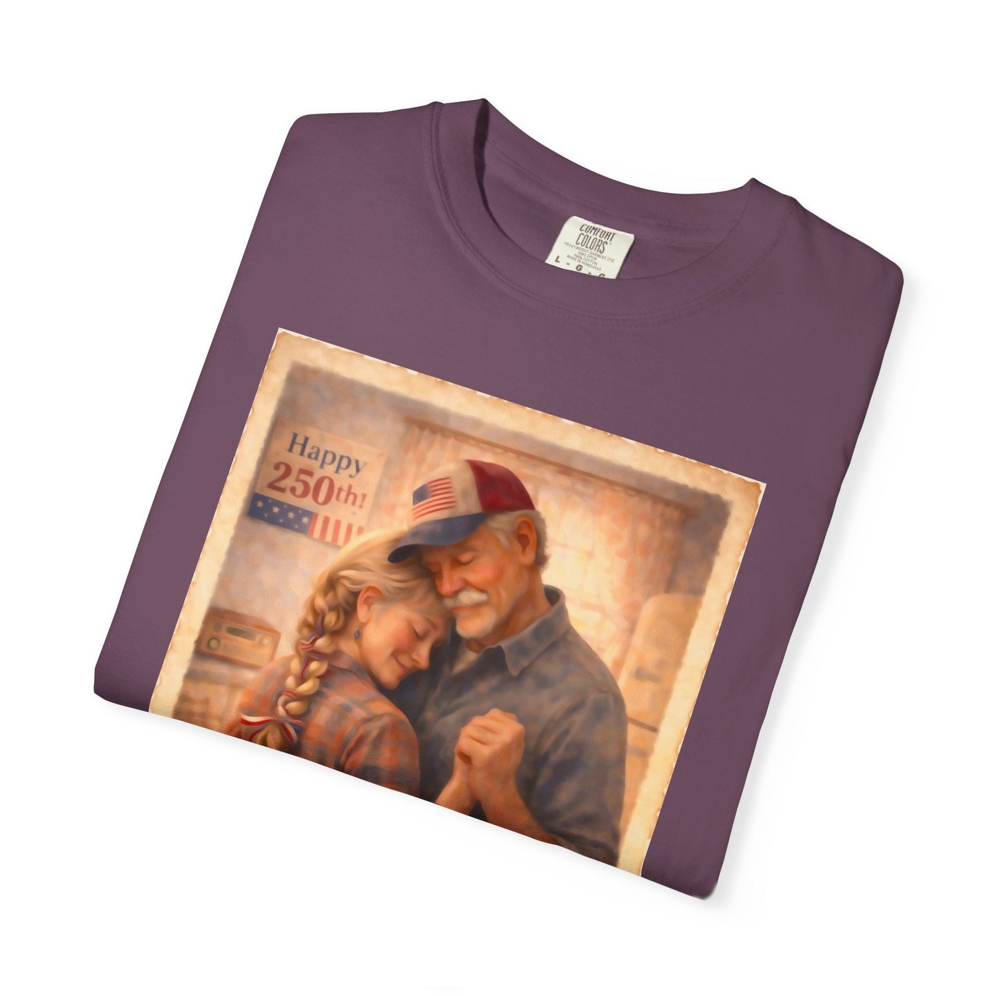 250th America Vintage Couples T-Shirt — Patriotic Romance Graphic Tee