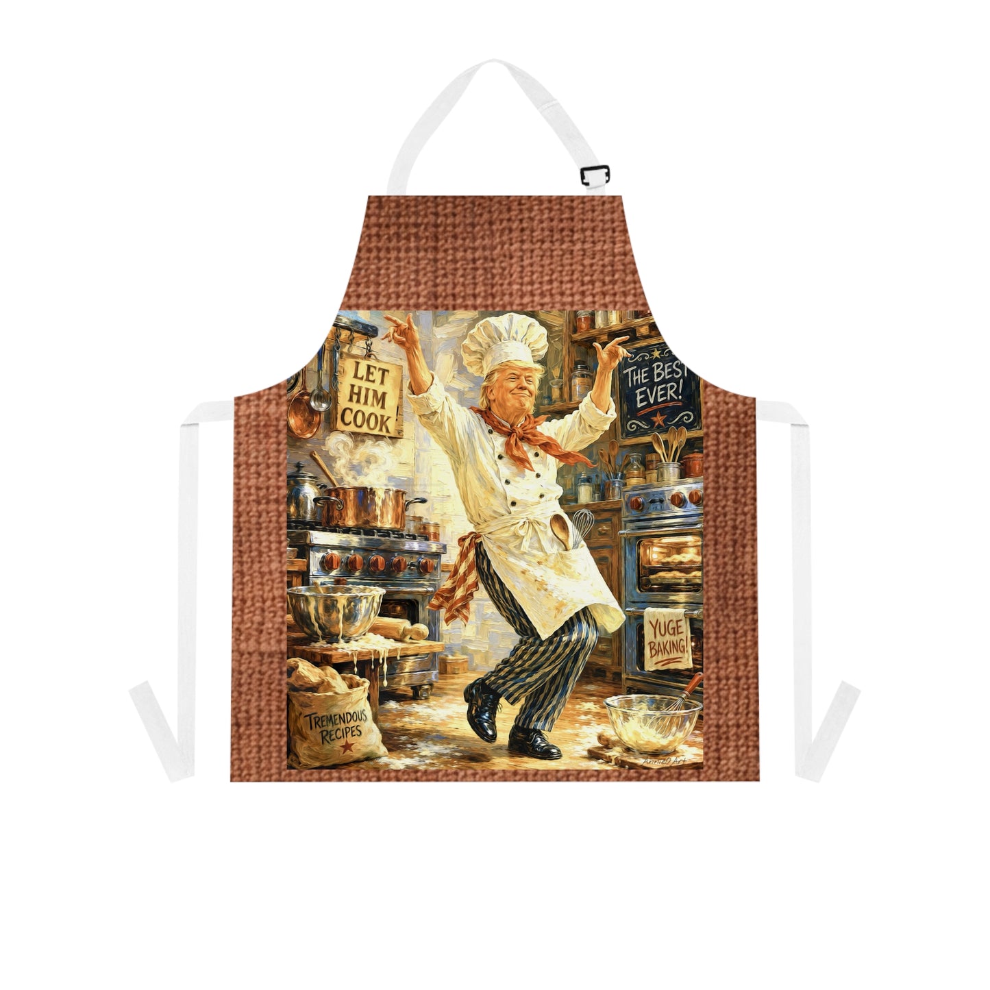 Trump Chef Dancing in Kitchen Apron — "Let Him Cook" Vintage Culinary Apron