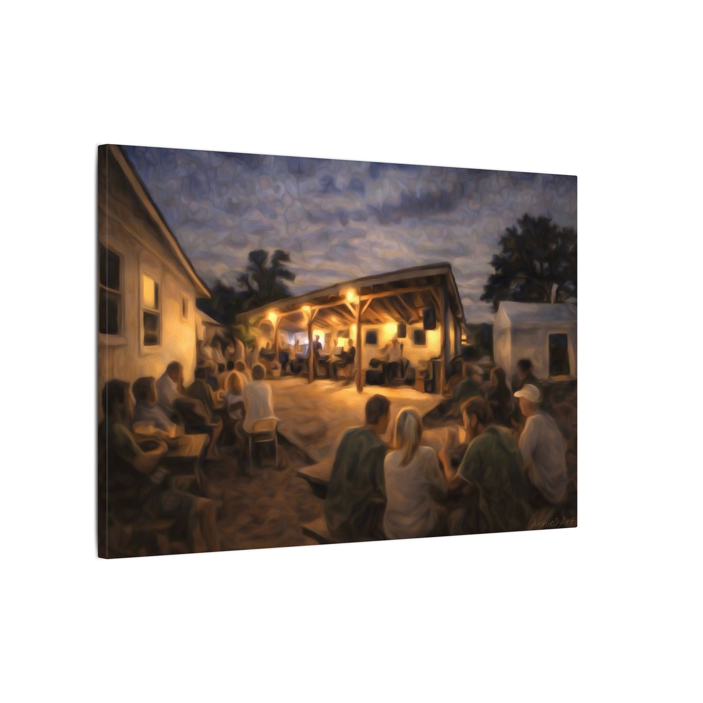 Beach Bungalows—Night Under the Stars—Stretched Matte Canvas