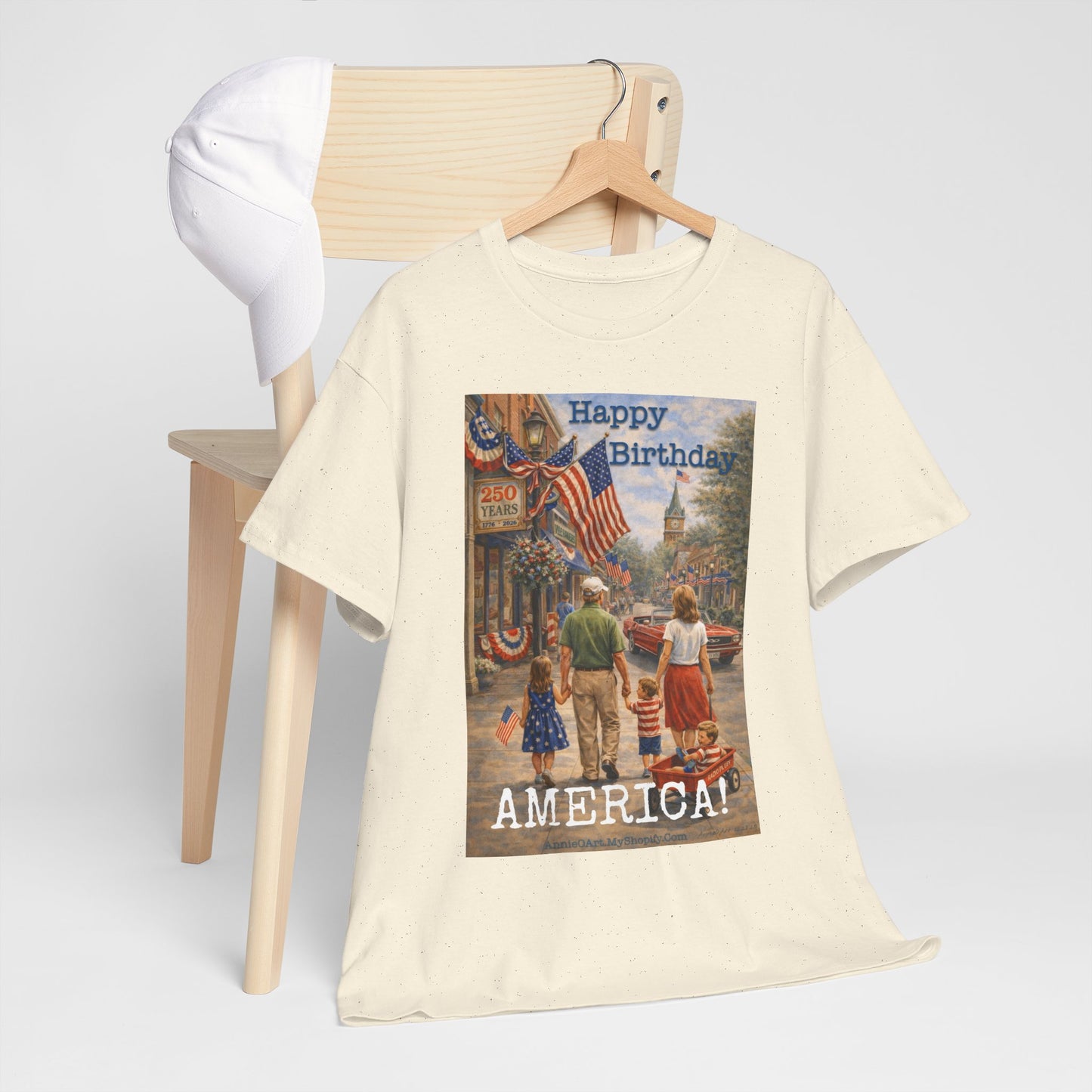 250th Patriotic "Happy Birthday America!" T-Shirt — Vintage Fourth of July Tee