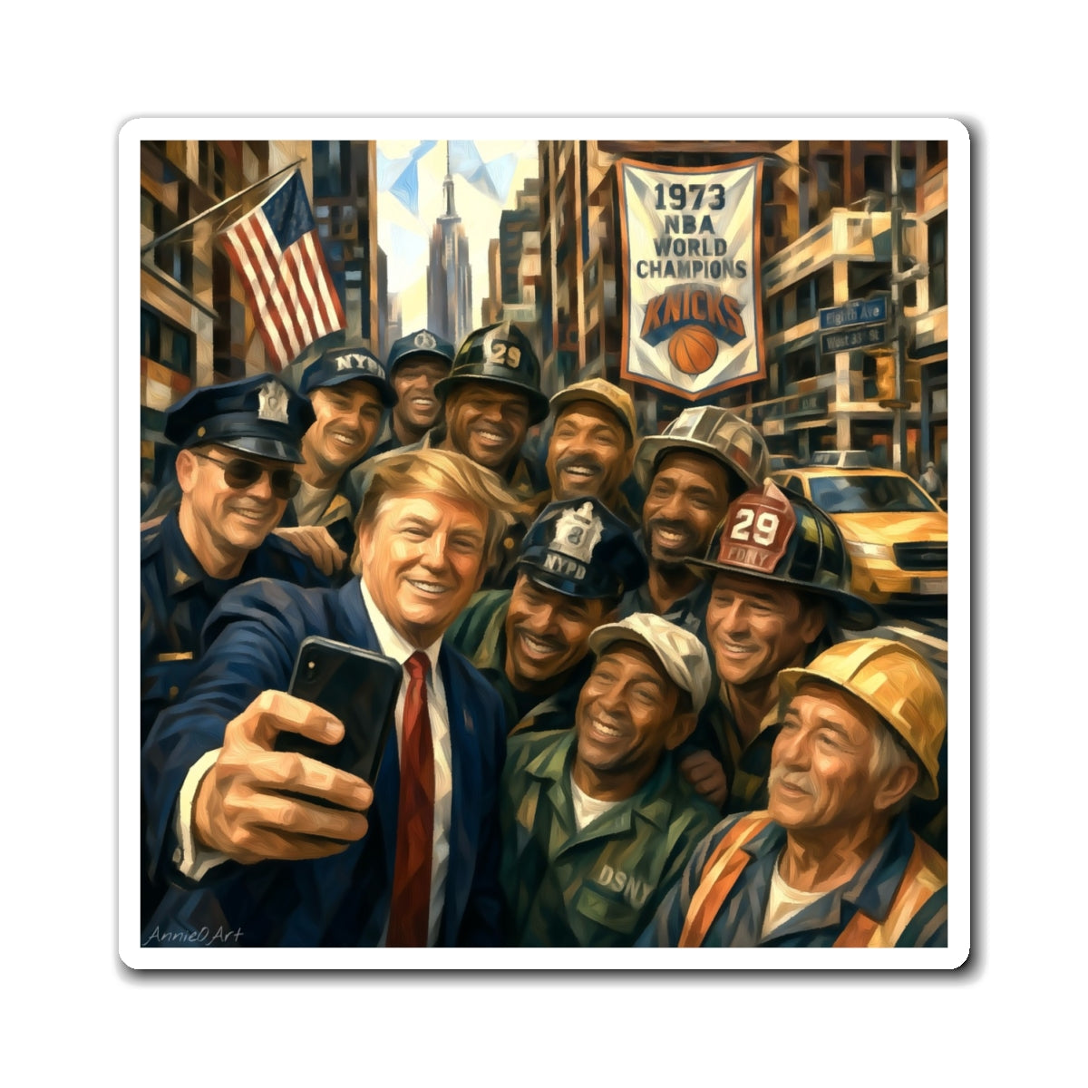 Trump Patriotic City Heroes Selfie Magnet