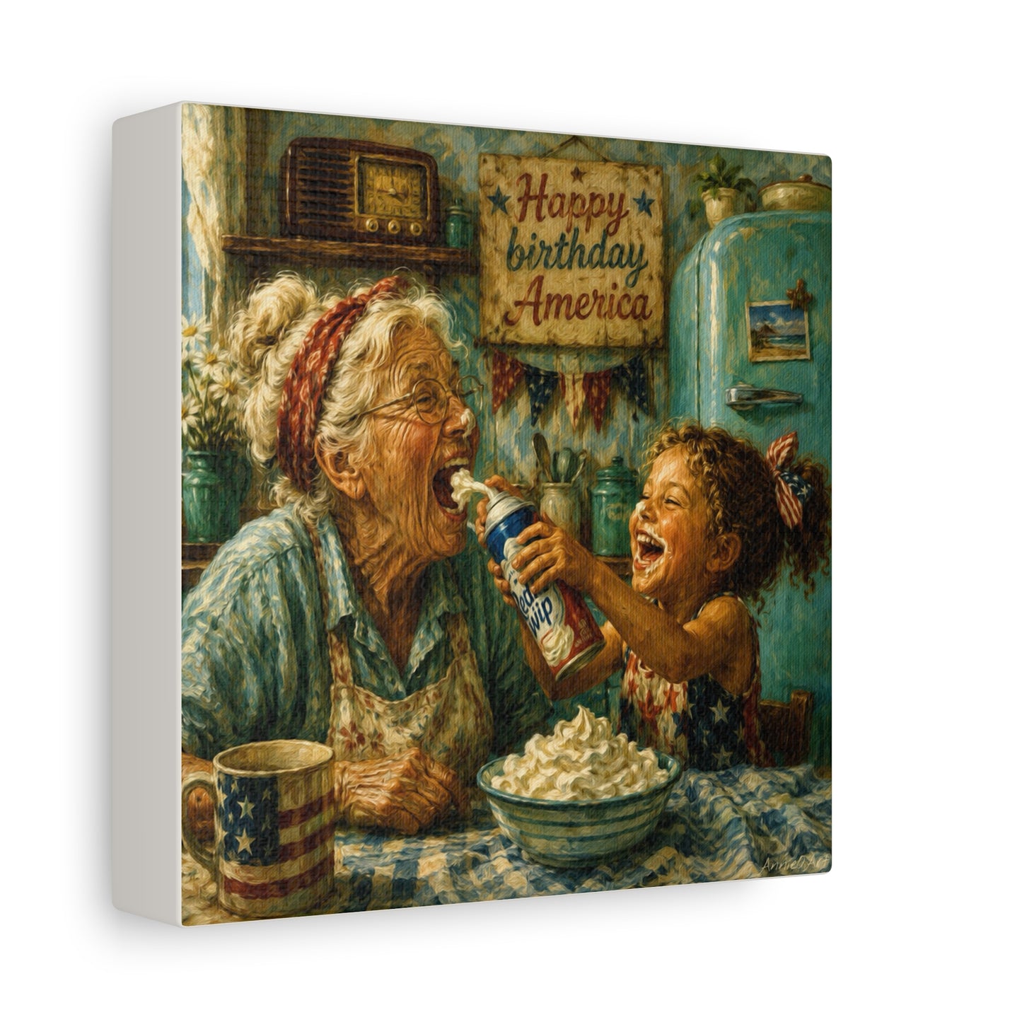 Fourth of July Grandma & Granddaughter Matte Canvas Wall Art
