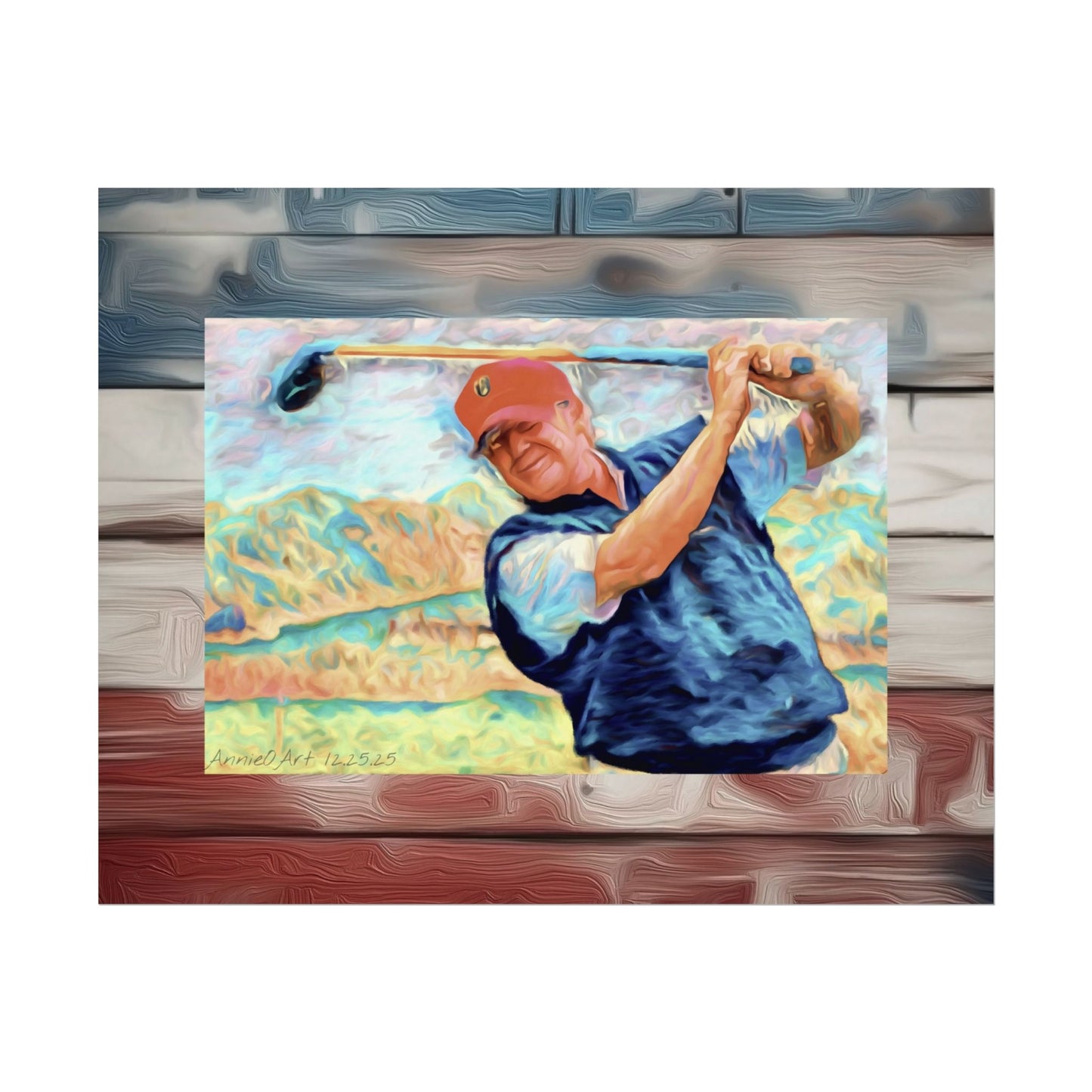 Golf Swing Watercolor Poster — Textured Matte Golf Wall Art