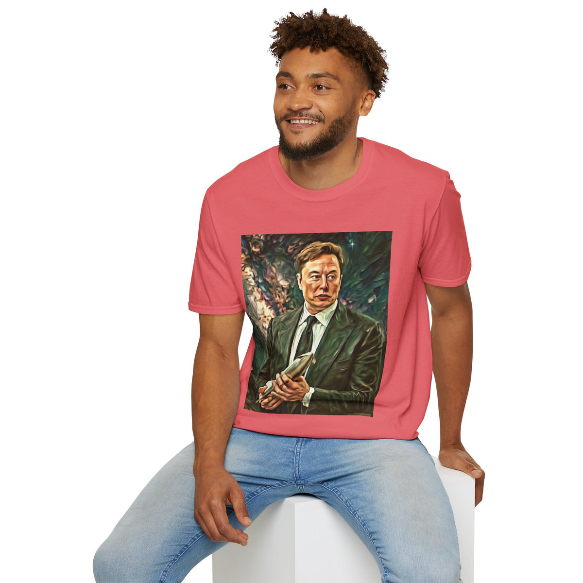Elon Musk with Rocket— Graphic T-Shirt