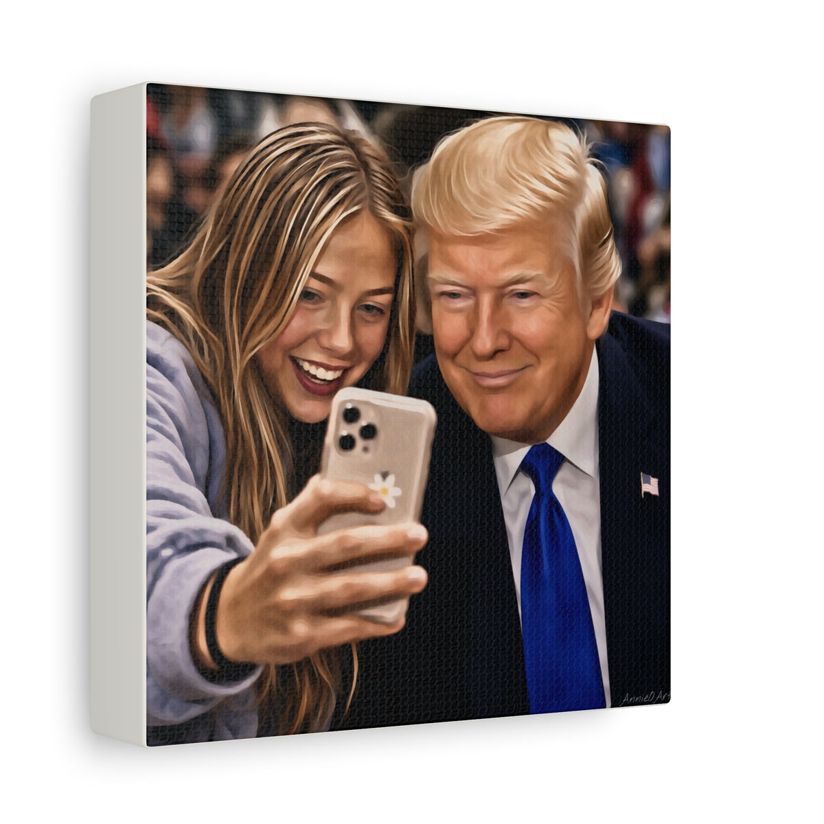 Trump Figure Selfie Matte Canvas Print
