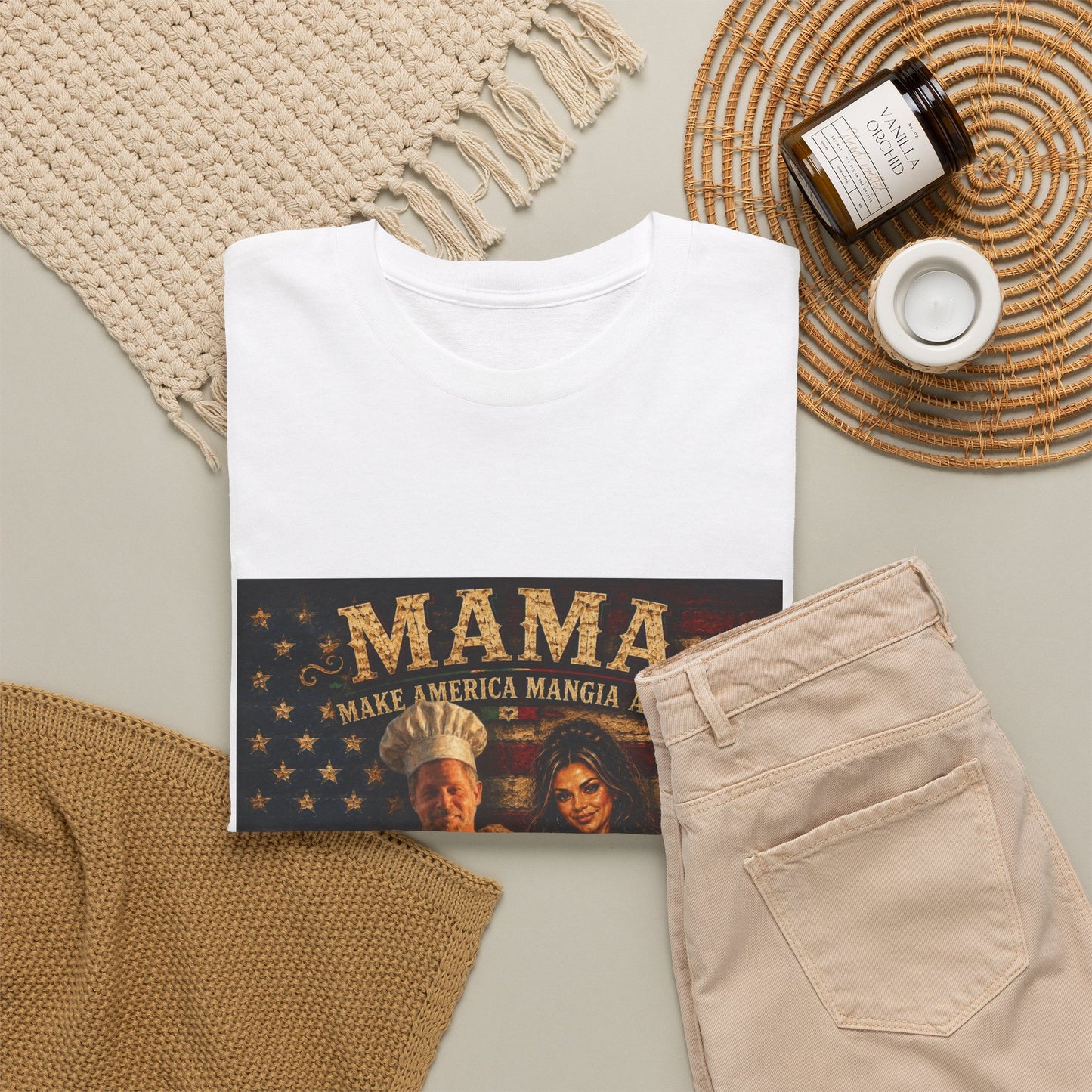 CUSTOM for MANDY—Mama Pizza Team T-Shirt — Retro American Flag Pizza Chef Graphic Tee