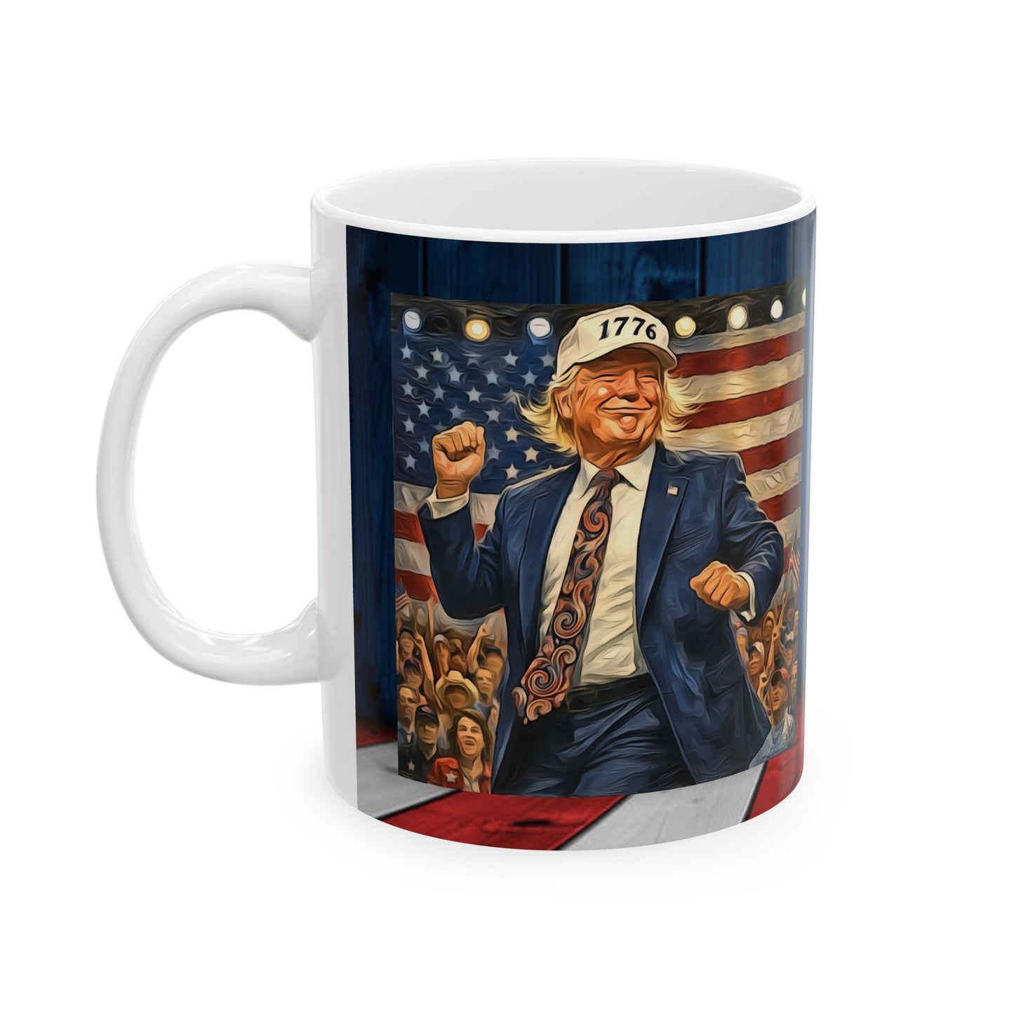 2- sided Trump Patriotic Beach Retro Ceramic Mug - Vintage Americana