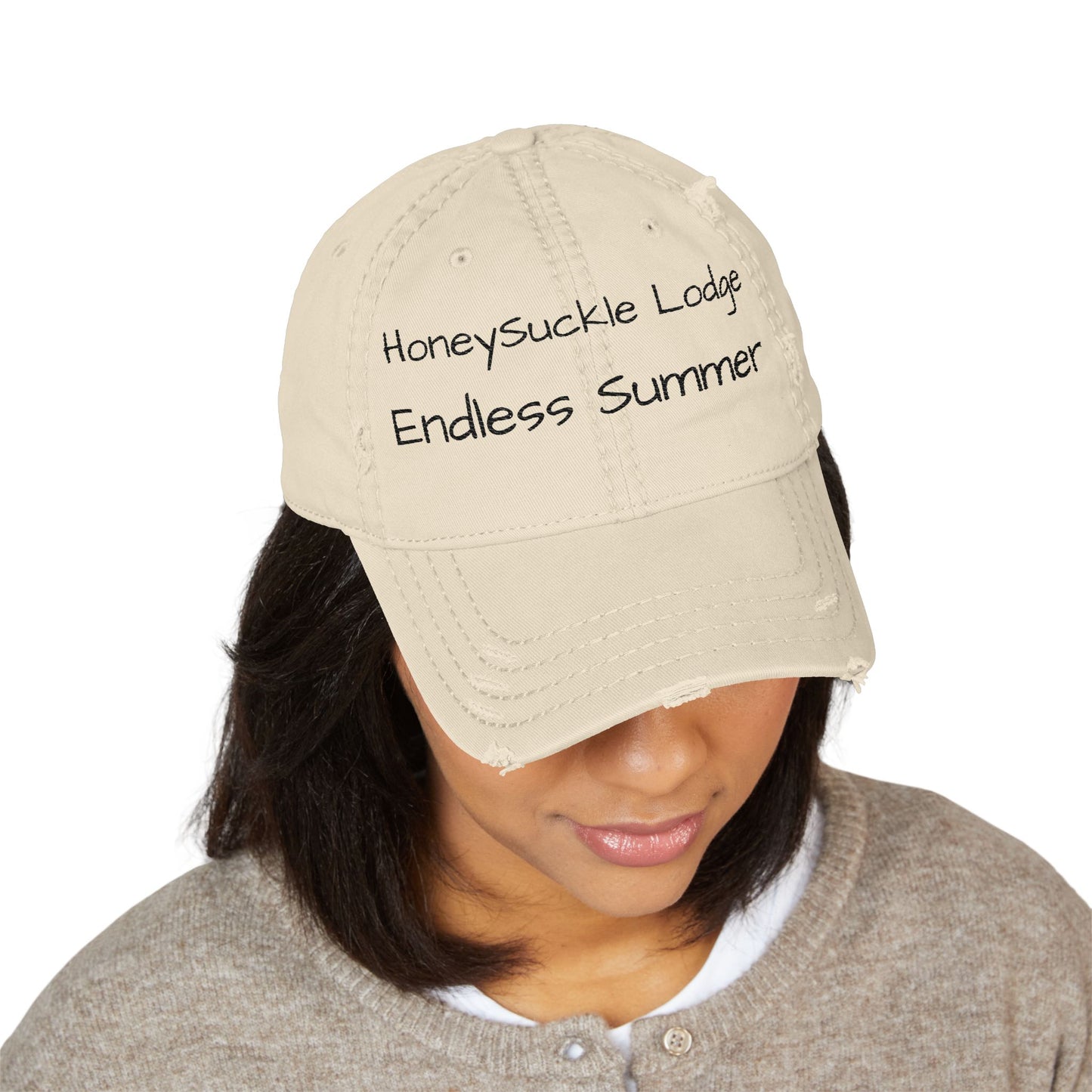 ‘Endless Summer’ & ‘I hear you call to me…’ Distressed Dad (or Mom) Hat — Embroidered Beach Bungalow Vibes Cap