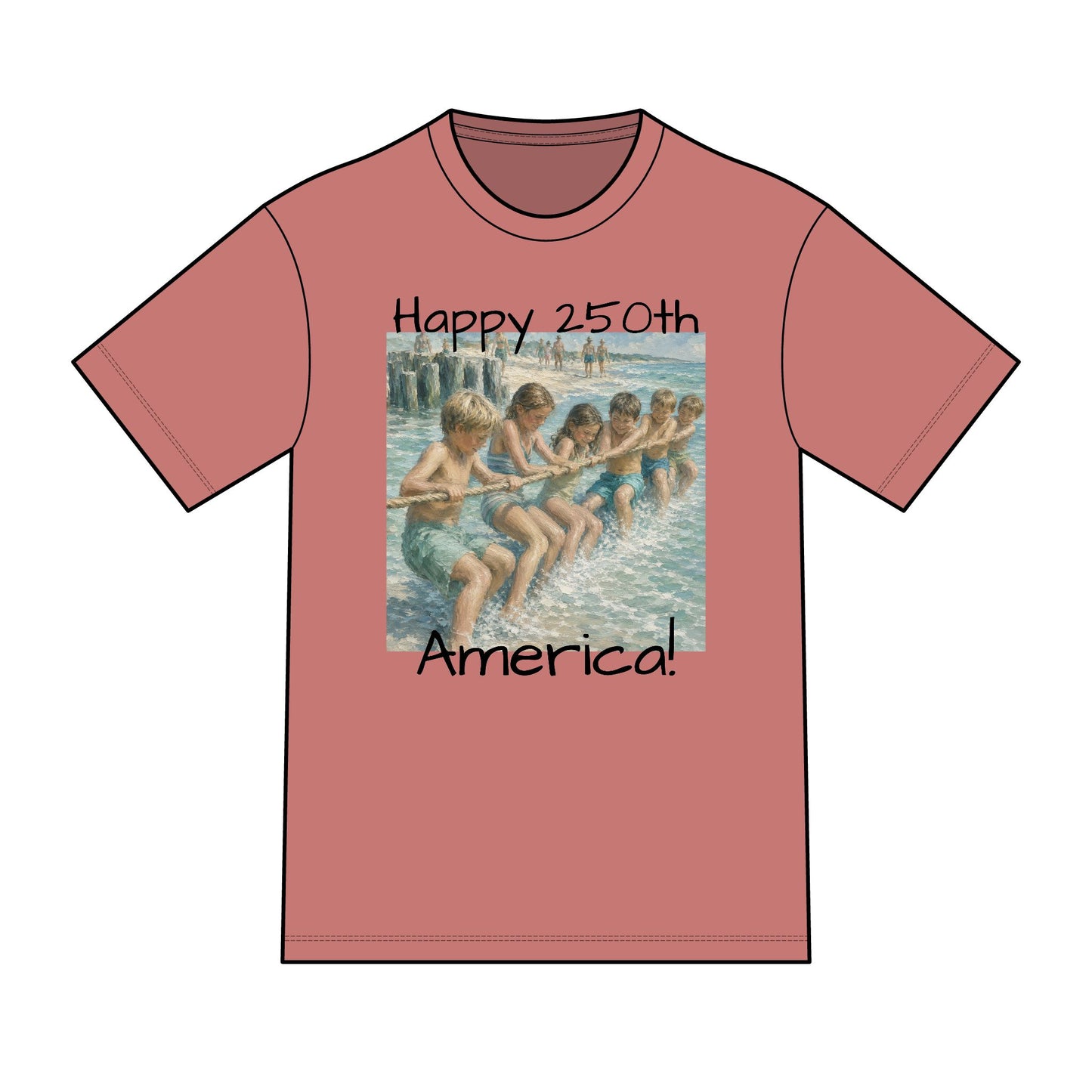 Vintage Americana Distressed Tee – "Happy 250th America!" Honeysuckle Lodge Souvenir T-Shirt
