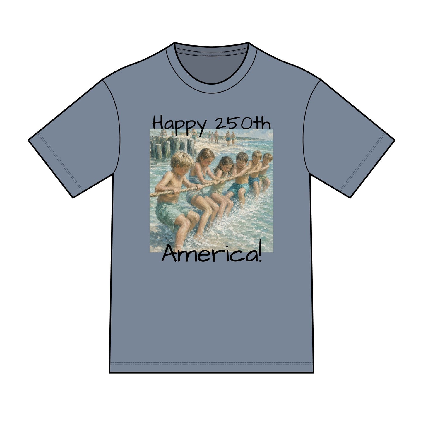 Vintage Americana Distressed Tee – "Happy 250th America!" Honeysuckle Lodge Souvenir T-Shirt