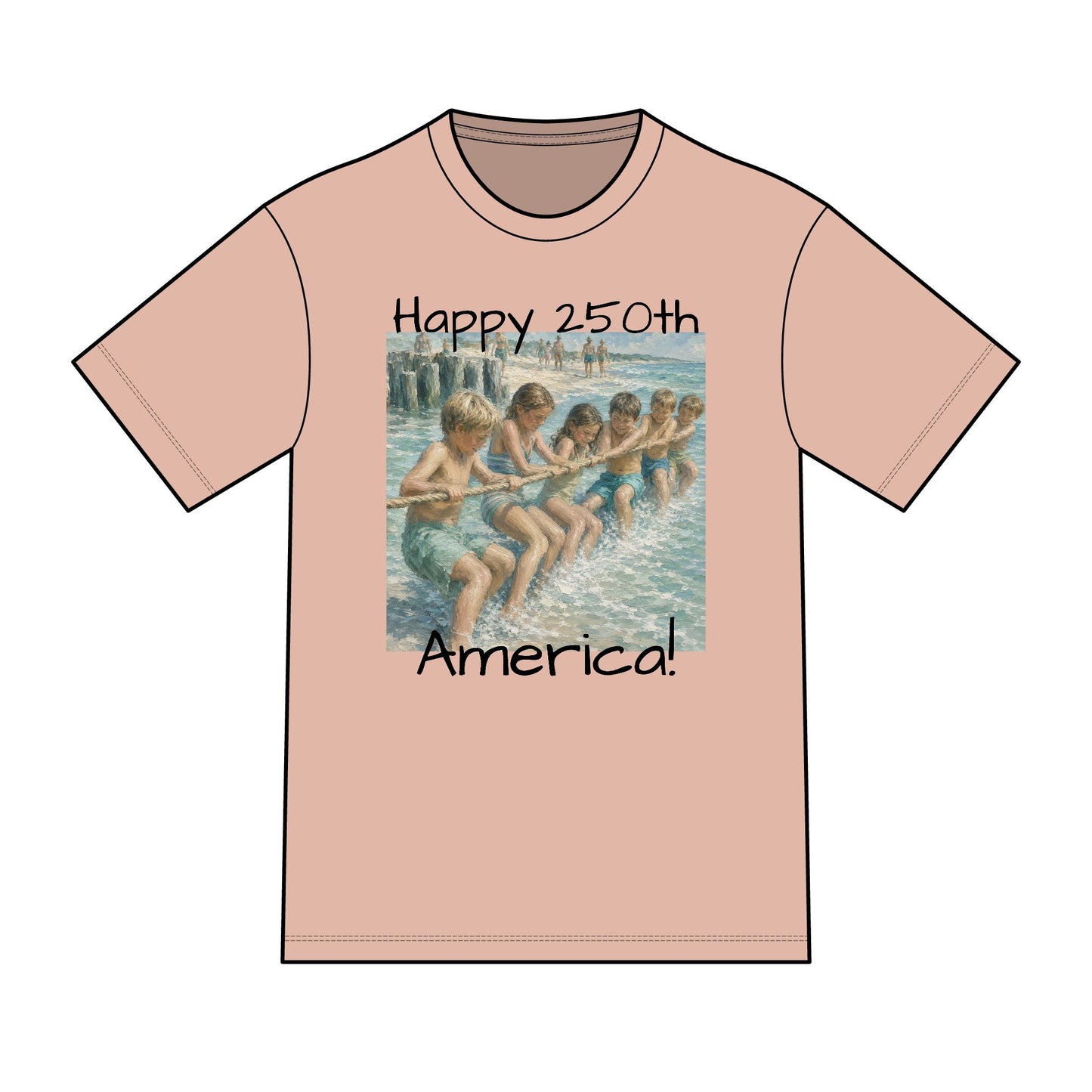 Vintage Americana Distressed Tee – "Happy 250th America!" Honeysuckle Lodge Souvenir T-Shirt
