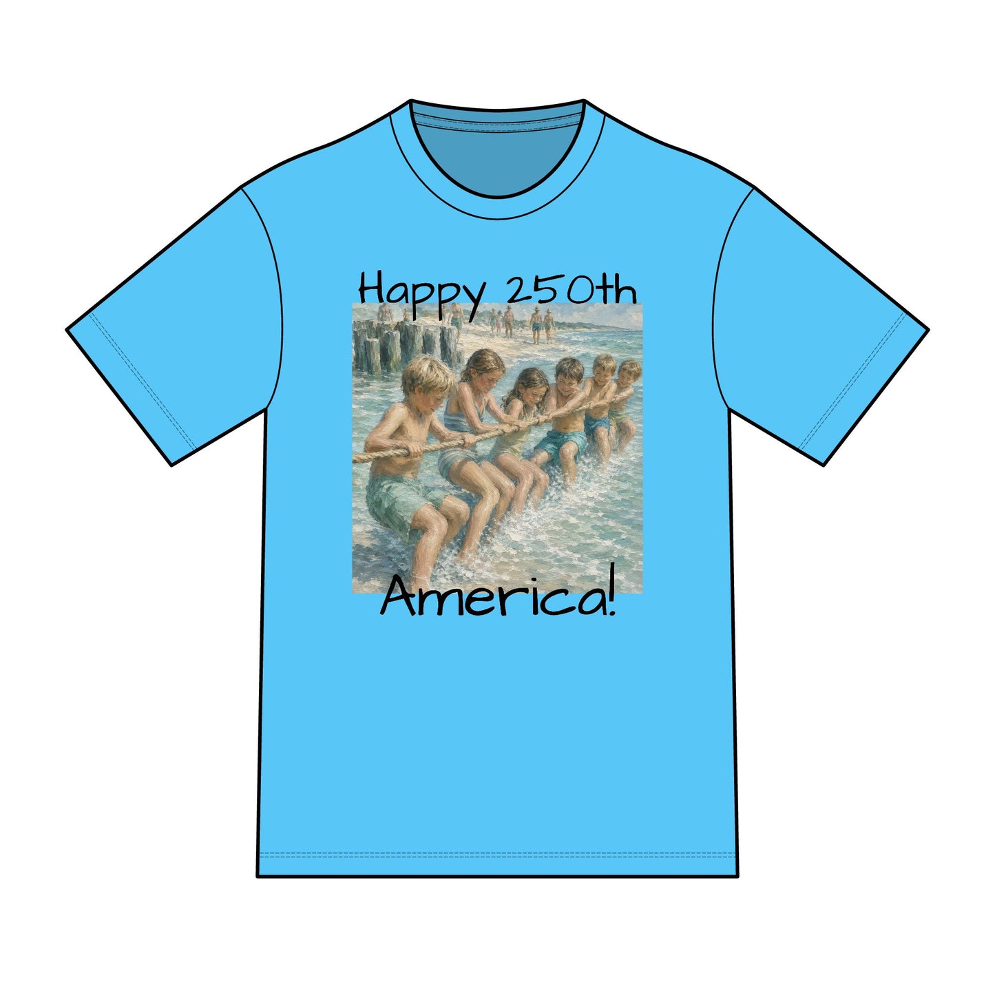 Vintage Americana Distressed Tee – "Happy 250th America!" Honeysuckle Lodge Souvenir T-Shirt