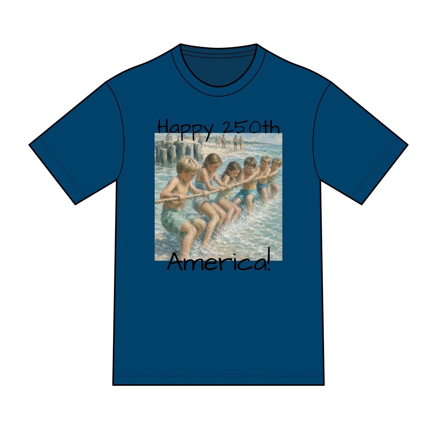 Vintage Americana Distressed Tee – "Happy 250th America!" Honeysuckle Lodge Souvenir T-Shirt