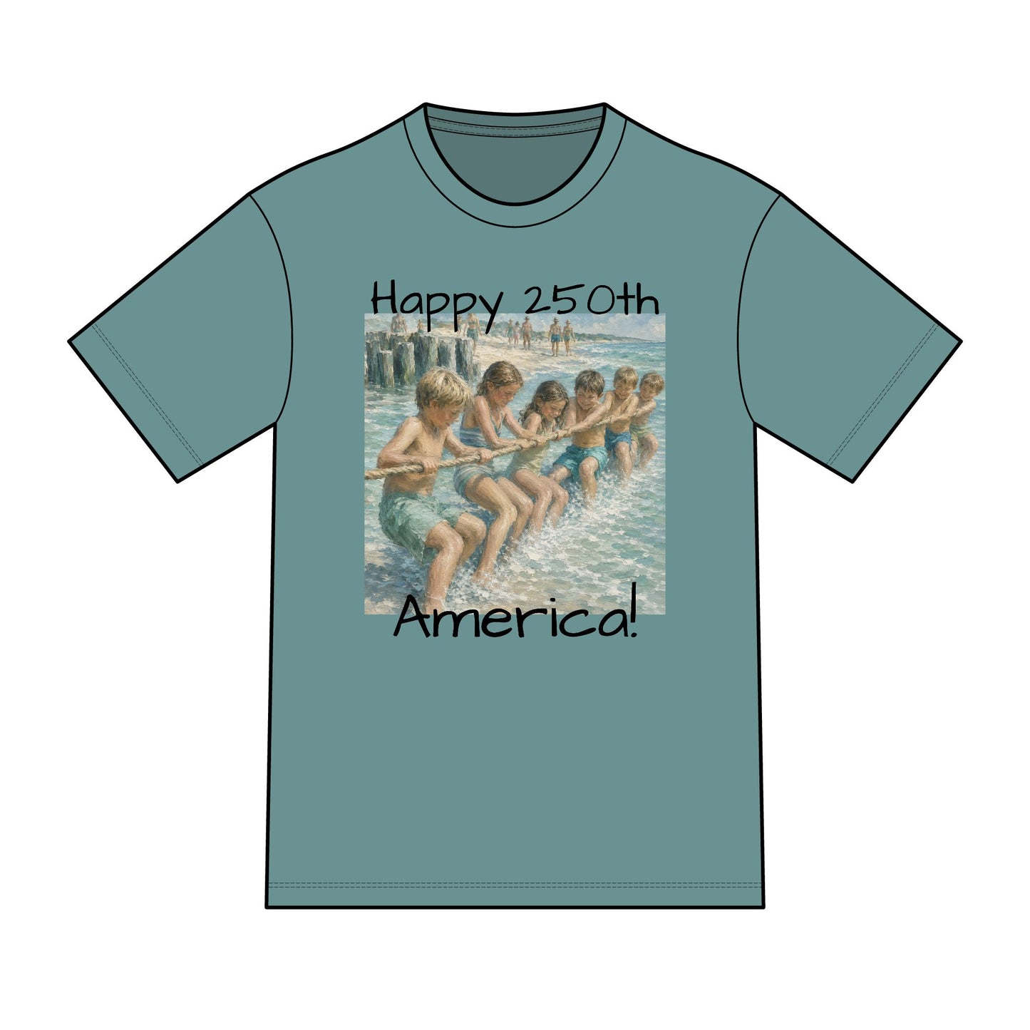 Vintage Americana Distressed Tee – "Happy 250th America!" Honeysuckle Lodge Souvenir T-Shirt