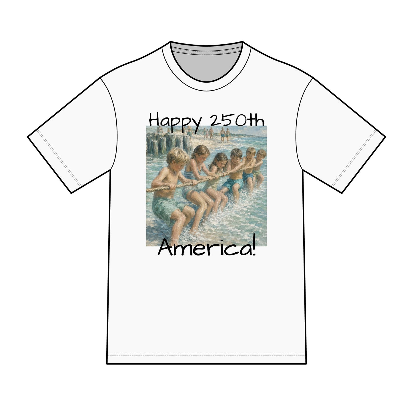 Vintage Americana Distressed Tee – "Happy 250th America!" Honeysuckle Lodge Souvenir T-Shirt