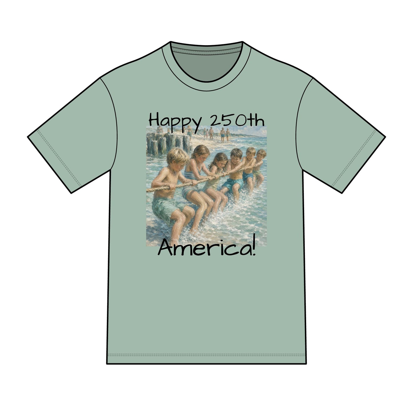 Vintage Americana Distressed Tee – "Happy 250th America!" Honeysuckle Lodge Souvenir T-Shirt