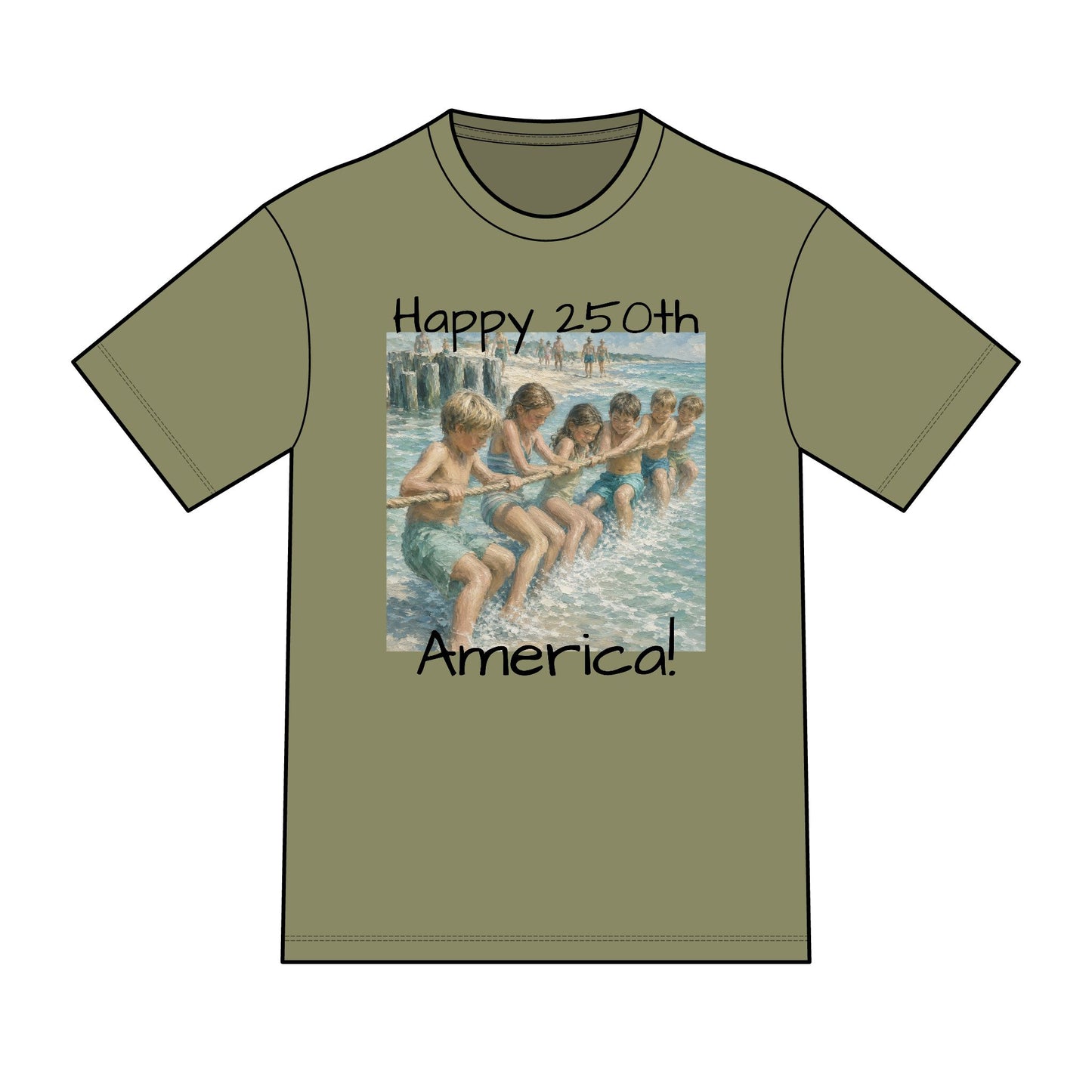 Vintage Americana Distressed Tee – "Happy 250th America!" Honeysuckle Lodge Souvenir T-Shirt