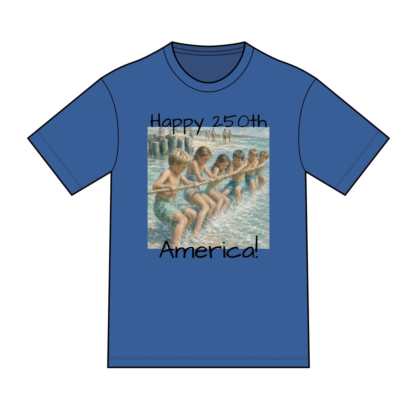 Vintage Americana Distressed Tee – "Happy 250th America!" Honeysuckle Lodge Souvenir T-Shirt