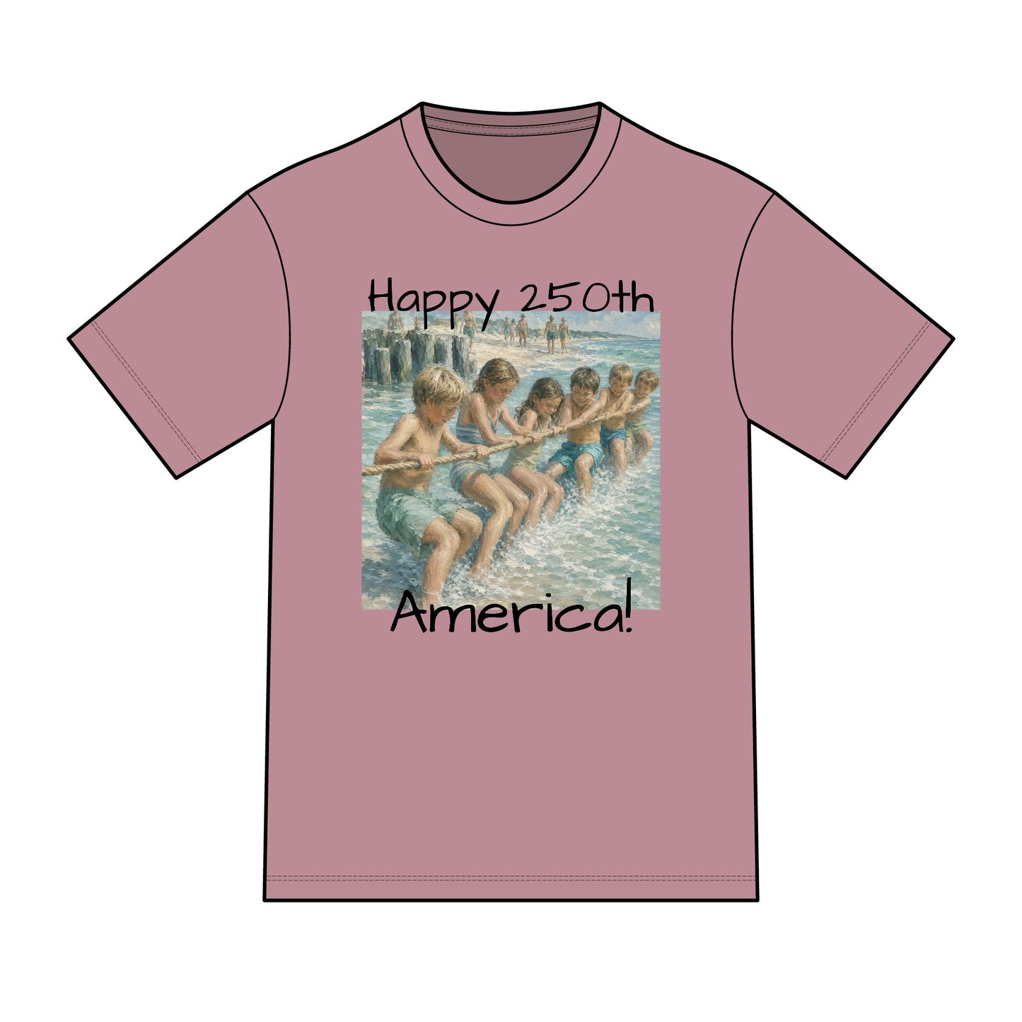 Vintage Americana Distressed Tee – "Happy 250th America!" Honeysuckle Lodge Souvenir T-Shirt
